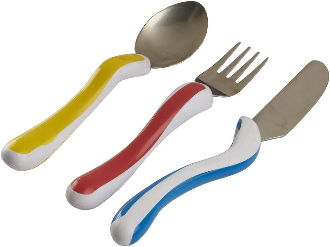 NRS Healthcare M80282 Kura Care Easy Grip Children'S Cutlery - Knife, Fork and Spoon Set image number 1