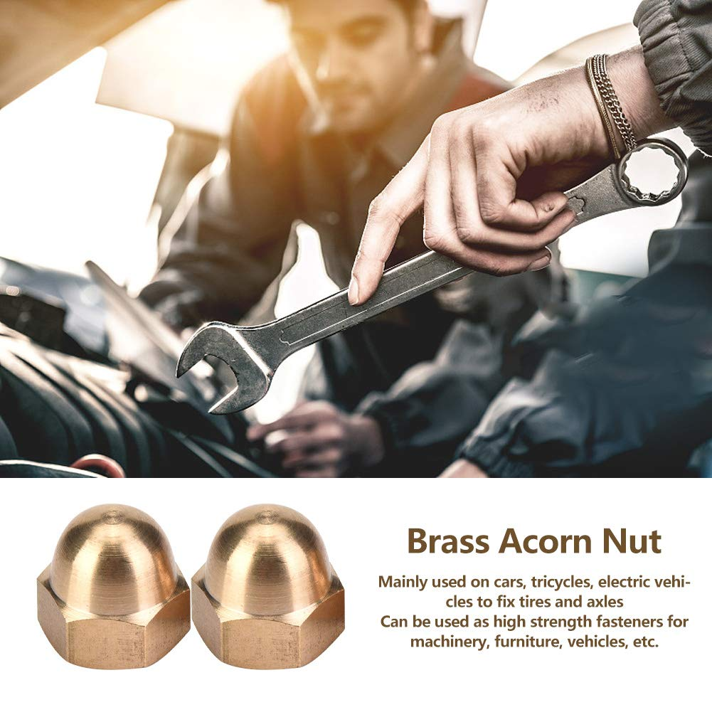 Brass Acorn Nuts Kit, Hex Nut Set with Dome Head Cap M3-M12, for Automobiles, Tricycles and Electric Vehicles (M12(5PCS)) image number 3