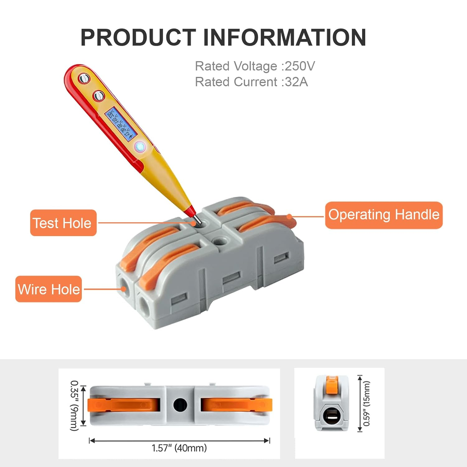 Fullfun 40 Pcs Lever Wire Nuts Connectors, Compact Splicing Wire Connector Push-In, Electrical Connectors Assortment Kit for Quick Connect 28-12 AWG 1 in 1 Out image number 1