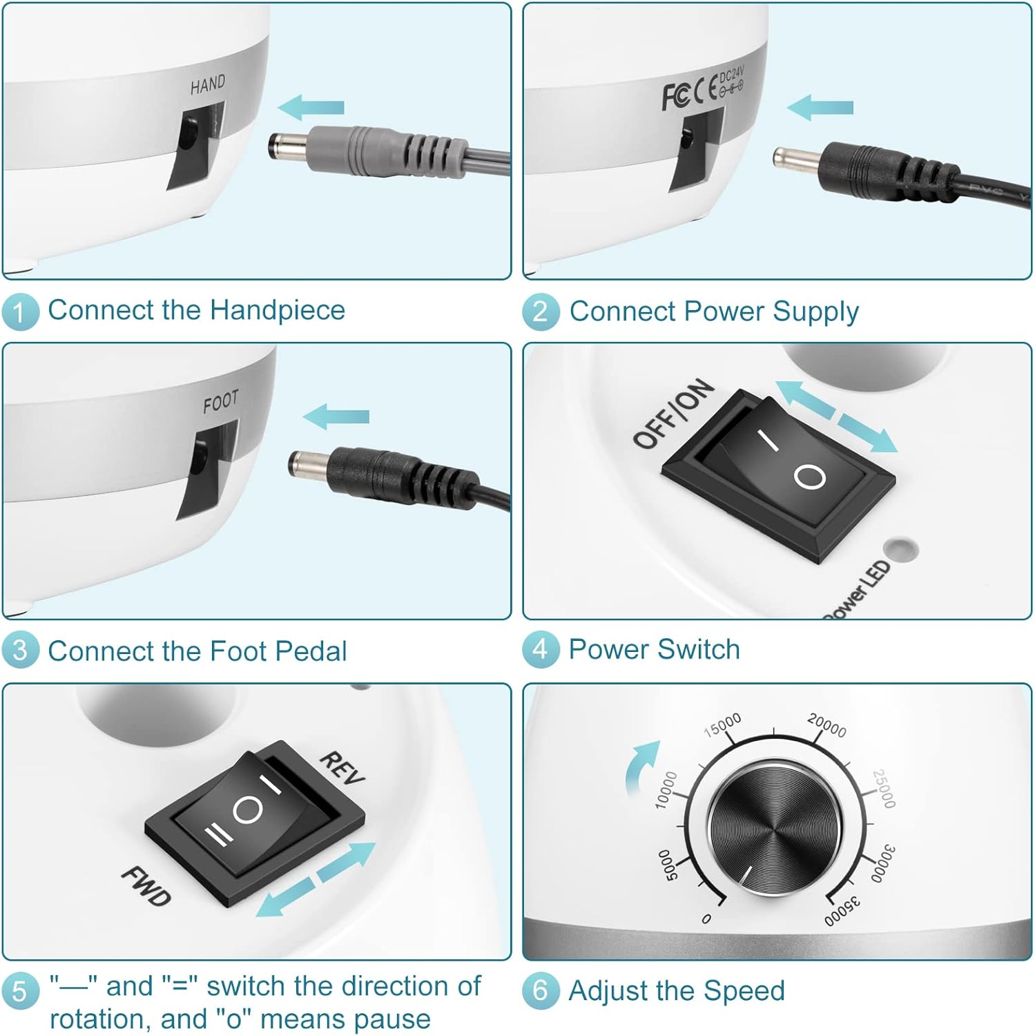 ENGERWALL 35000 RPM Electric Nail Cutter, Electric Nail File Manicure Set with Pedal, Polishing Tools, Nail Clippers Set, Perfect for DIY Nail Art at Home and Professional Manicure in the Salon image number 6