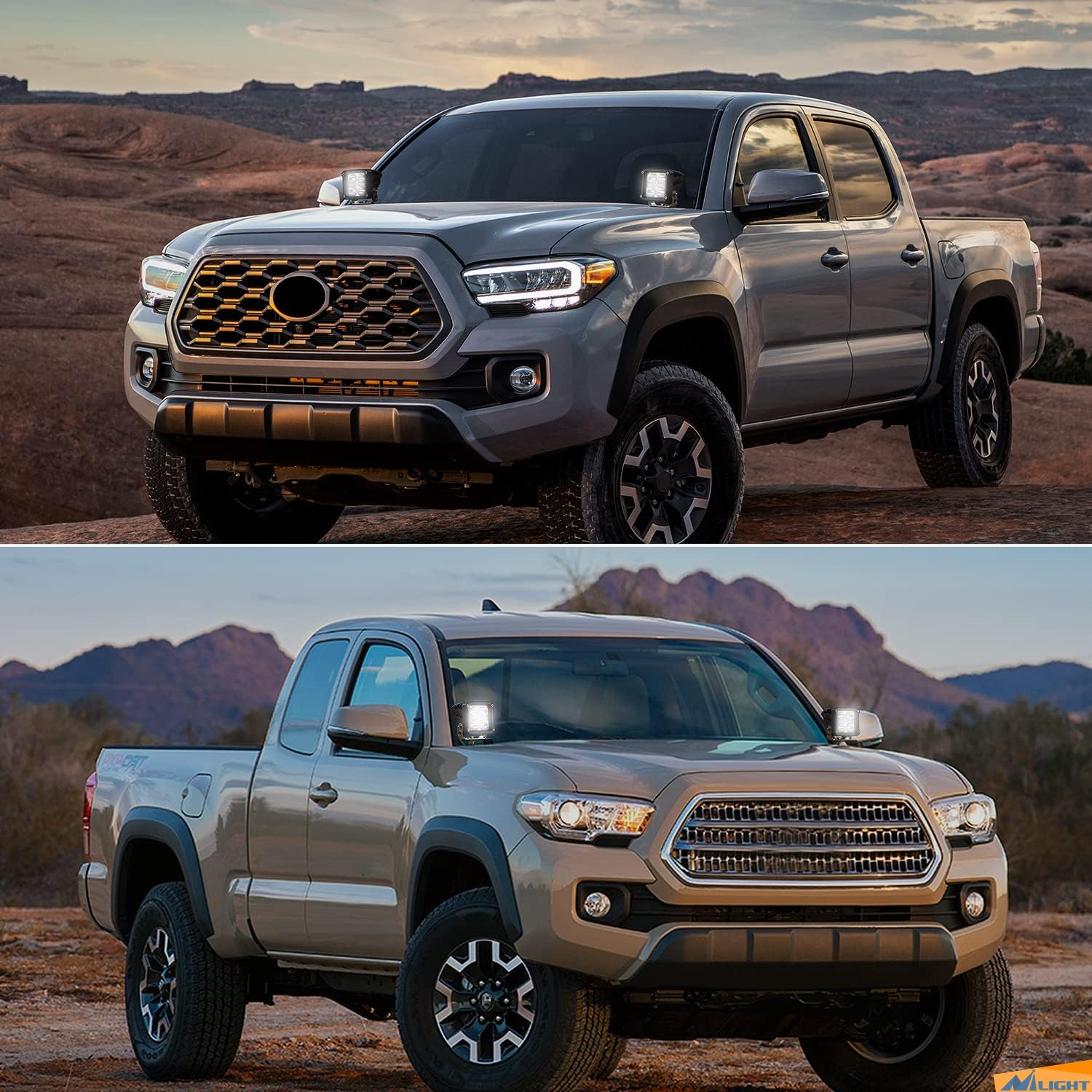 Nilight Ditch Light Brackets Hood Mount Brackets for Auxiliary Offroad LED Pod Light Work Light on 3Rd Gen Toyota Tacoma 2016-2020 image number 6