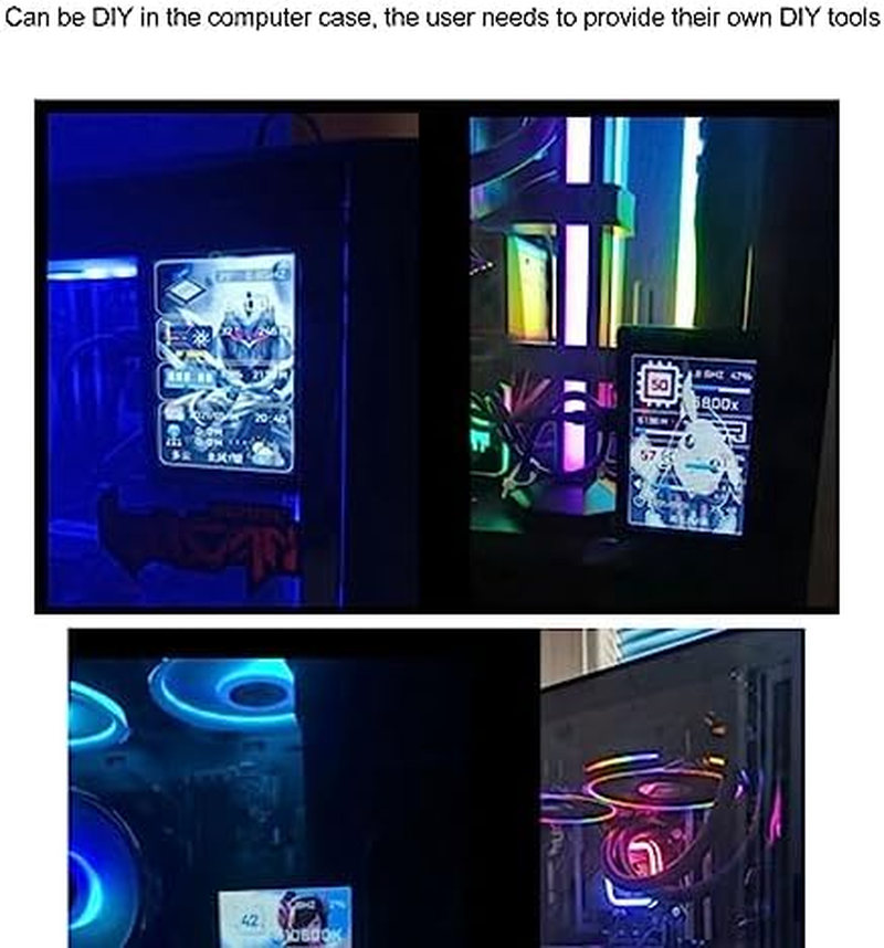 Computer Temp Monitor, 3.5 Inch PC Temperature Display PC CPU Hard Disk Data Monitor with Stand, PC Sensor Panel Display Temperature Monitor for Computer Case (White)