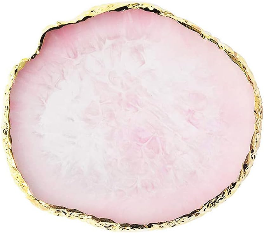 Resin Nail Art Palette, Nail Painting Mixed Color Palette, Gilded Edge Nail Gel Color Makeup Display Board Pallet (White)