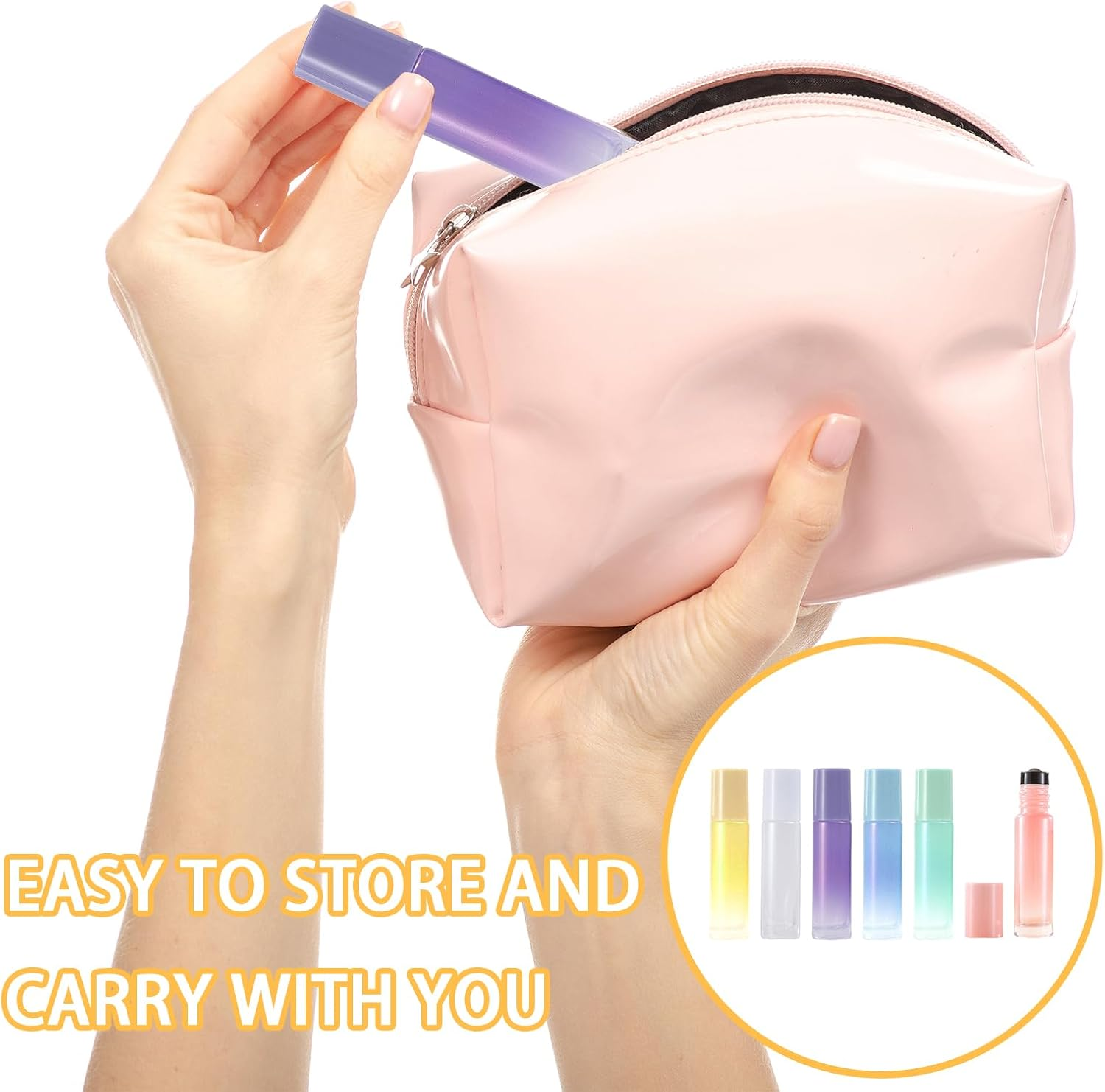 6 Pieces of 10Ml Glass Essential Oil Roller Bottles, Color Gradient Ball Bottles That Can Be Refilled, with Stainless Steel Balls and Caps - Travel Portioned Perfume Essential Oils image number 3