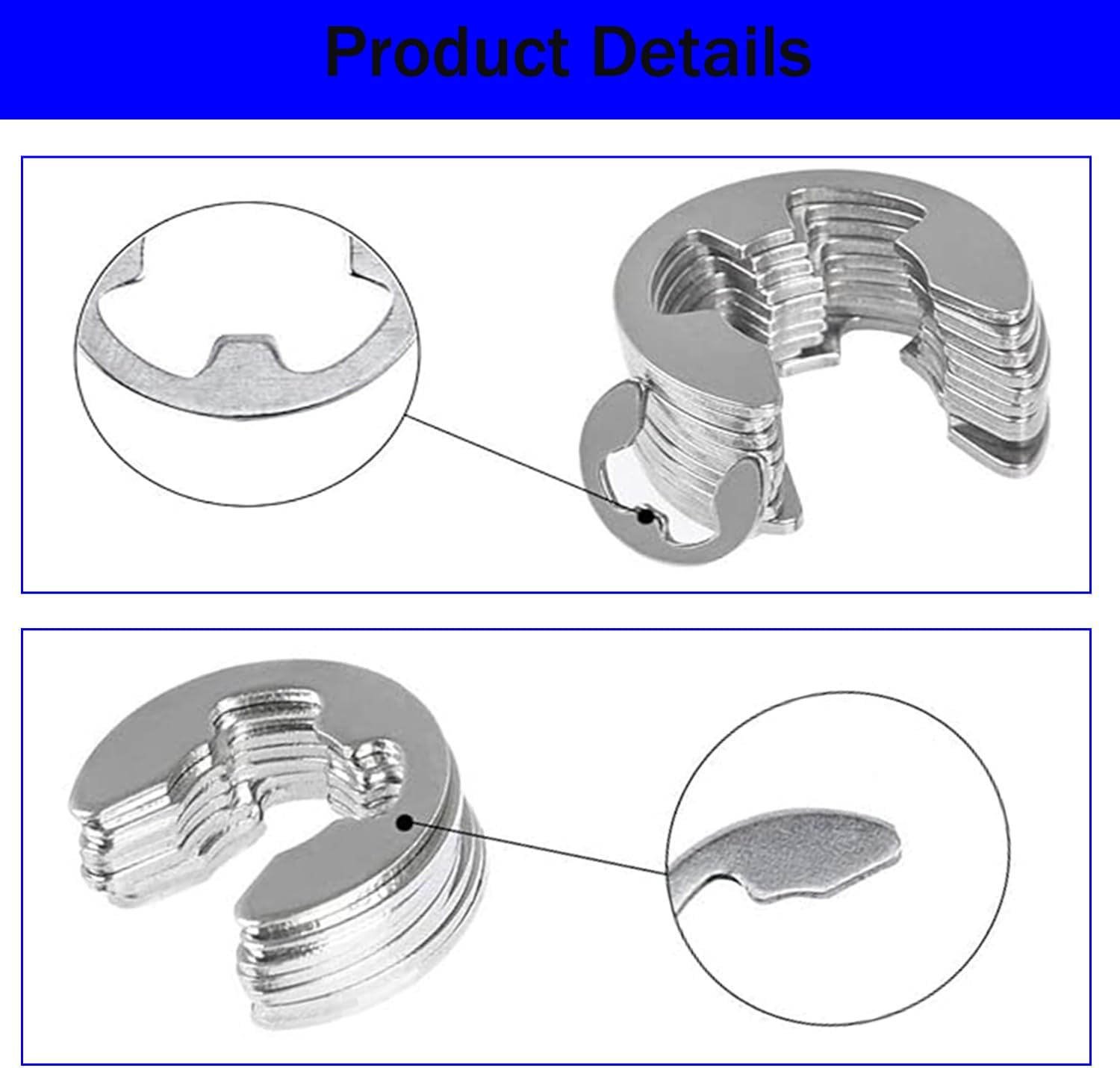 290Pcs 304 Stainless Steel E-Clip Assortment Kit, External Retaining Ring Assortment Set, Snap Ring Clip, 13 Sizes 1.2-15Mm E Circlip Retainer Rings for Bearings, Gears, Pulleys and Axles image number 4
