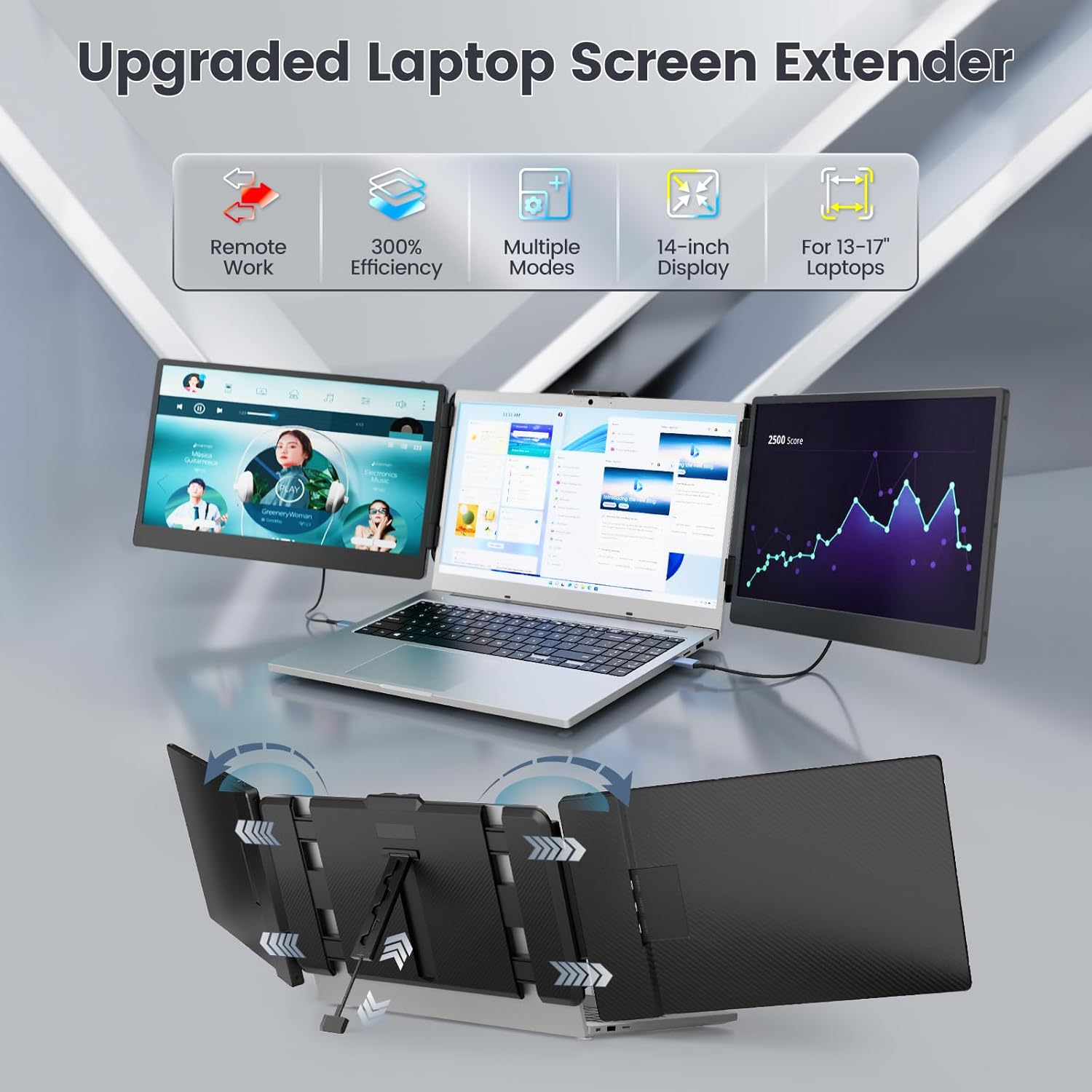 Teamgee Laptop Screen Extender, 14&rdquo; Full HD Portable Monitor for Laptop with Speakers & Flexible Kickstand, Plug-Play Monitor Extender (13&rdquo;-17&rdquo; Diagonal) with Wins/Mac/Dex/Android OS