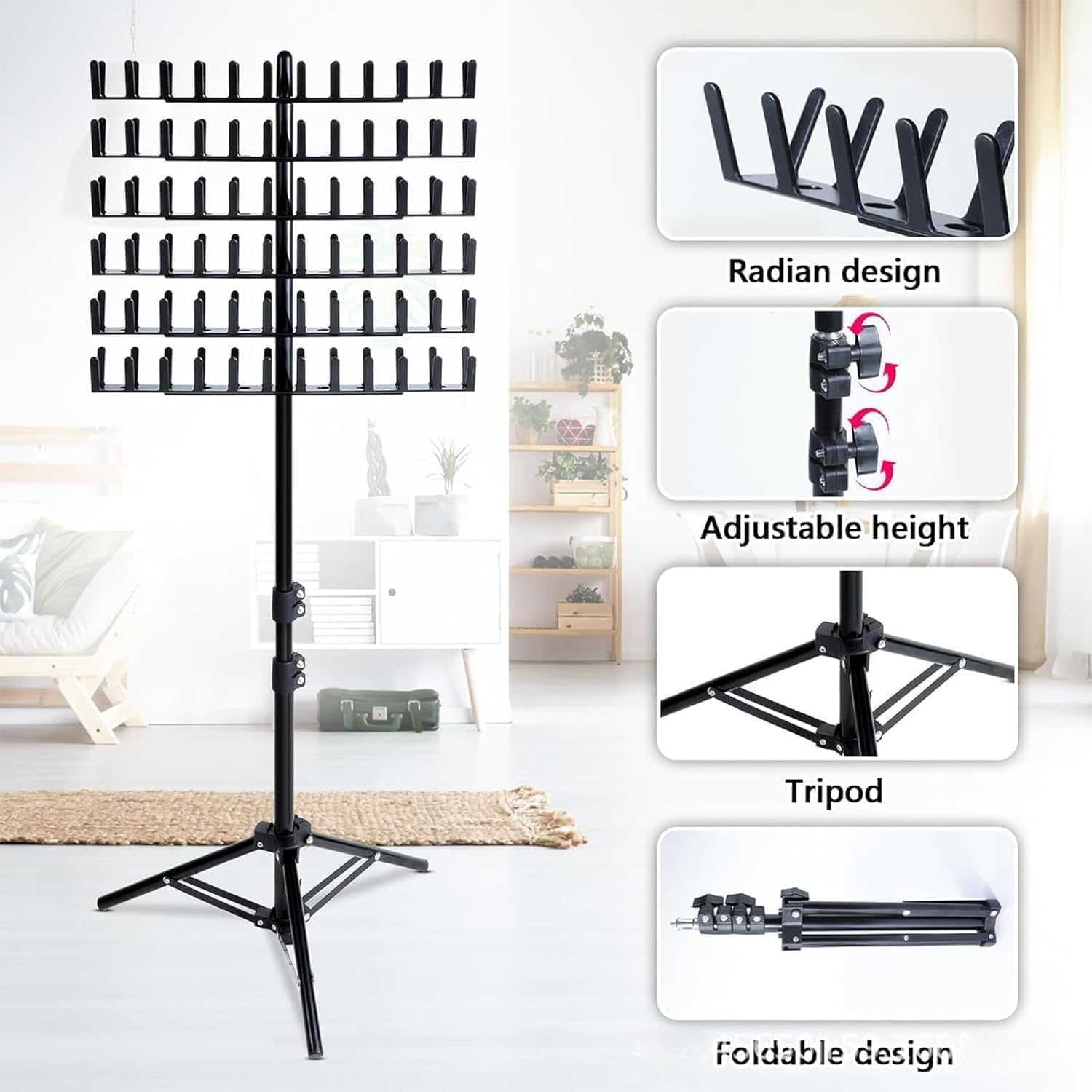 Adjustable Braiding Hair Rack, Wig Stand with 144 Pegs for Hairstylists and Braiders, Hair Extension Holder image number 3