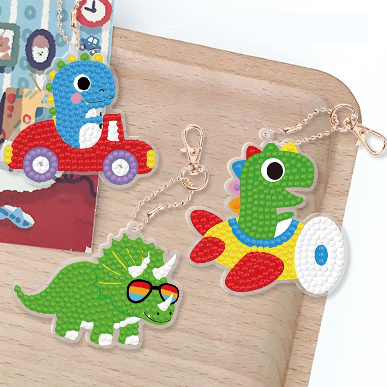 Cawtiuly Creative Kids DIY Diamond Painting Keychain Craft Kit - 3 Pack Customizable PVC Gem Art Set with Stickers & Accessories, Non-Toxic Crafting Supplies for Ages 5-12, Fun for Girls & Boys - 3 image number 3