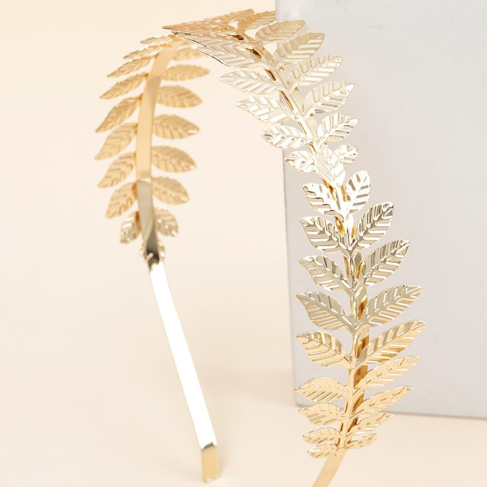 Visxcnu Women'S Hair Band, Gold Headpiece, Bride, Roman Goddess Headband, Girls Laurel Wreath, Hair Accessories, Golden Wedding, Boho Leaf Hair Crown Accessories, Pack of 1, Metal image number 5