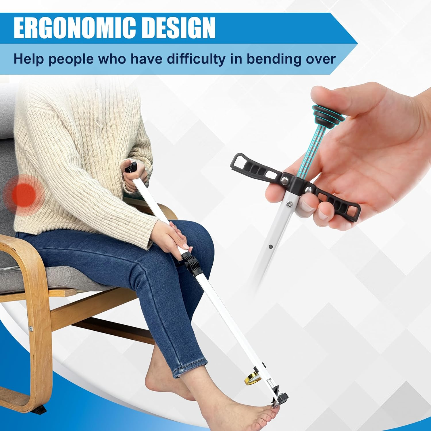 Long Handled Toenail Clippers Wide Jaw Opening, Free Bending, for Thick Nails, for the Seniors, Overweight, Disabled with Arthritis, Easy Reach Pedicure Auxiliary Tools (19.7" Long Handle) image number 4