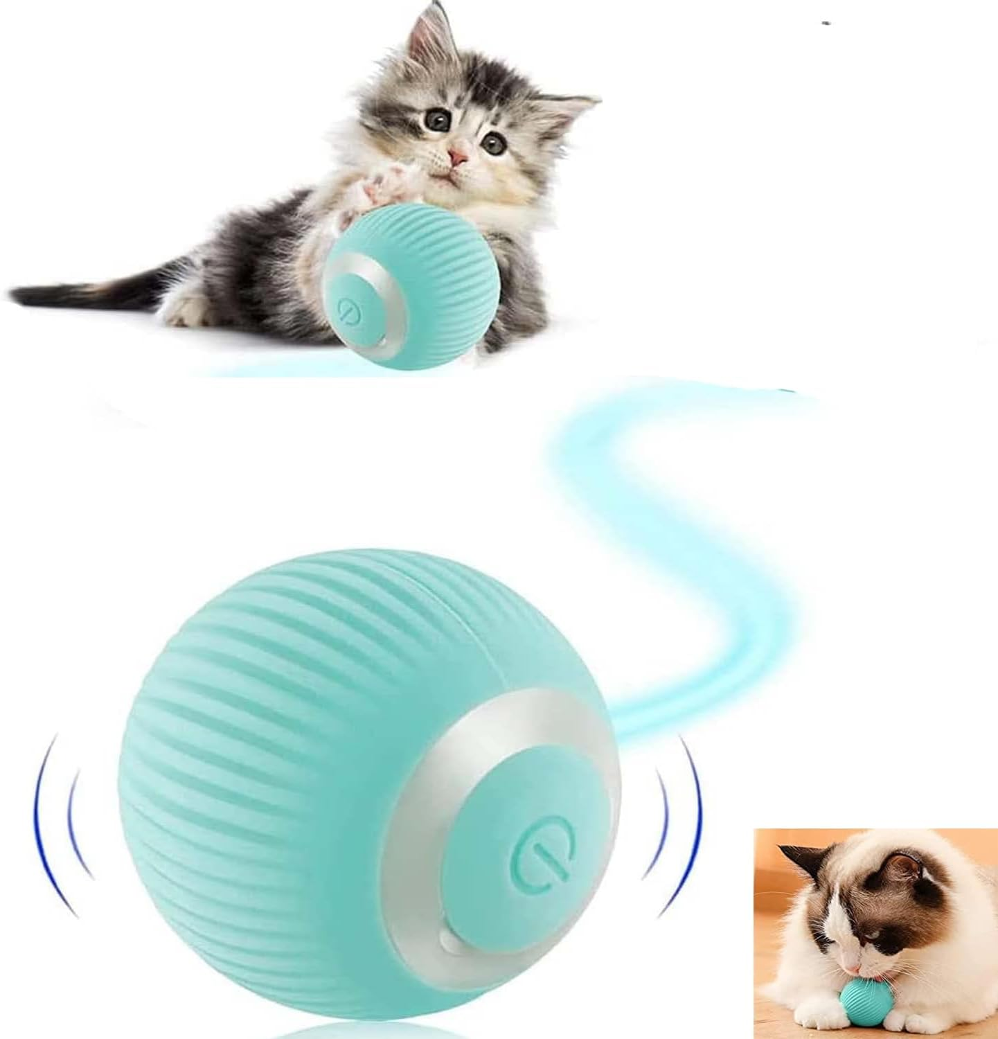 Cat Ball Toy, Intelligent Indoor Automatic Moving Ball Puzzle Dispel Boredom USB Charging Pet Toy with Light, Interactive Cat Ball Toy,Fun Present for Kitten (Pink) image number 3