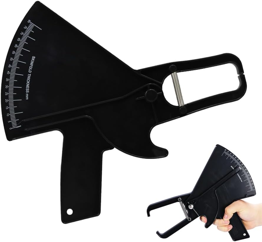 1Pcs Precision Skinfold Caliper, 0-80 Mm Professional Body Caliper, Measuring Body Fat Tester for BMI Fitness Weight Loss (Black)