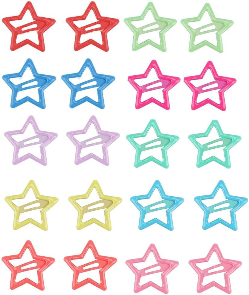 Armastuse 20 Pcs Colorful Star Hair Clips Girls Metal Hair Clips for Girls Women Kids (Random Color) image number 3