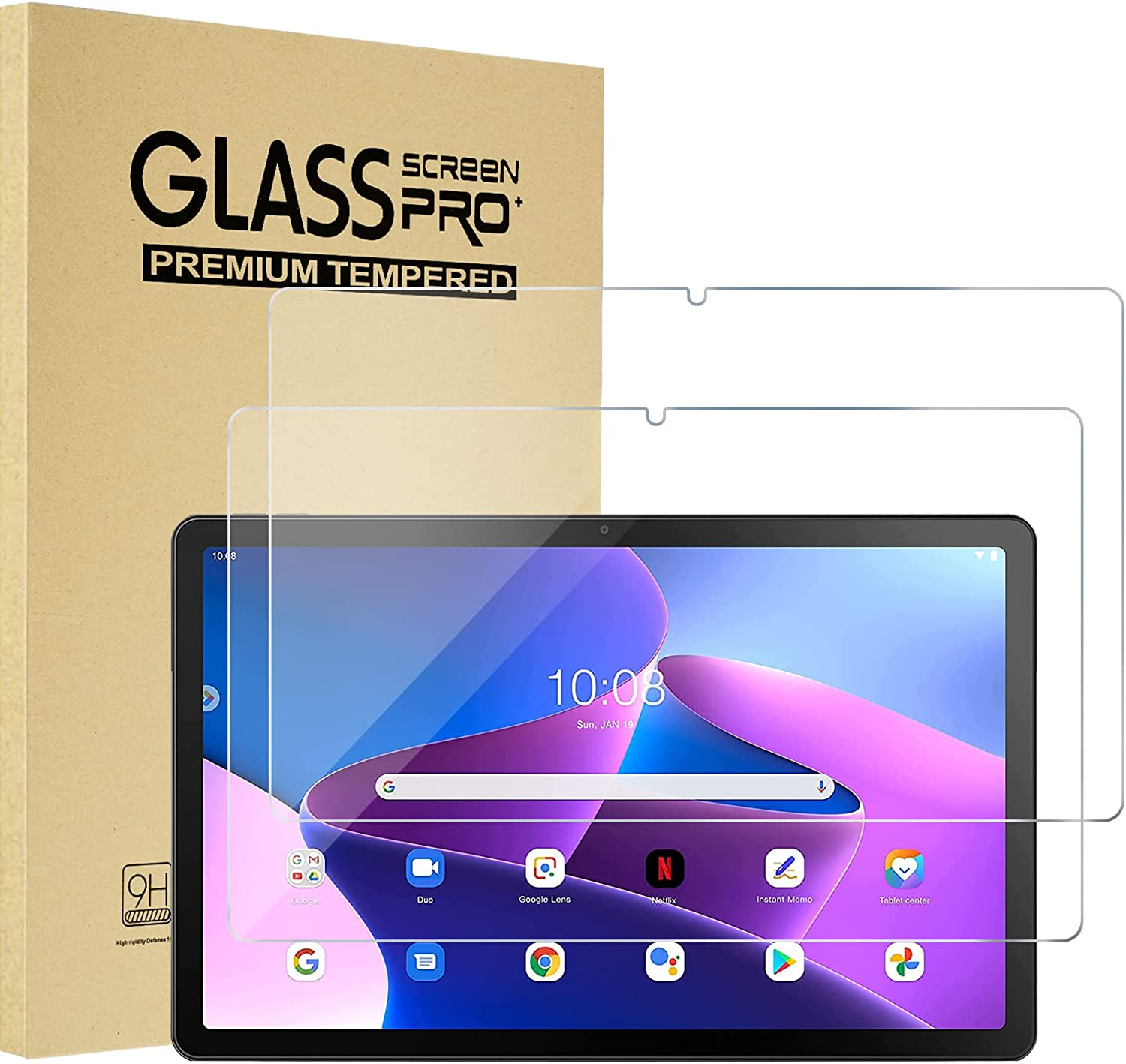 2 Pack Procase Screen Protector for Lenovo Tab M10 plus 3Rd Gen 10.6 Inch 2022, Tempered Glass Screen Film Guard for 10.6?Lenovo Tab M10 plus Gen 3 TB125FU TB128FU TB128XU 2022 Release image number 6