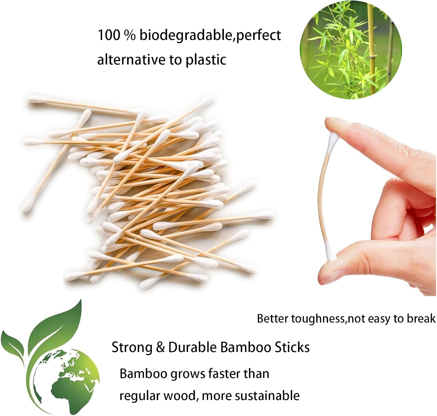 1000 Double Headed Cotton Swabs, Wooden Sticks with Double Headed Circular Cotton Swabs, Wooden Sticks for Makeup and Cleaning image number 5