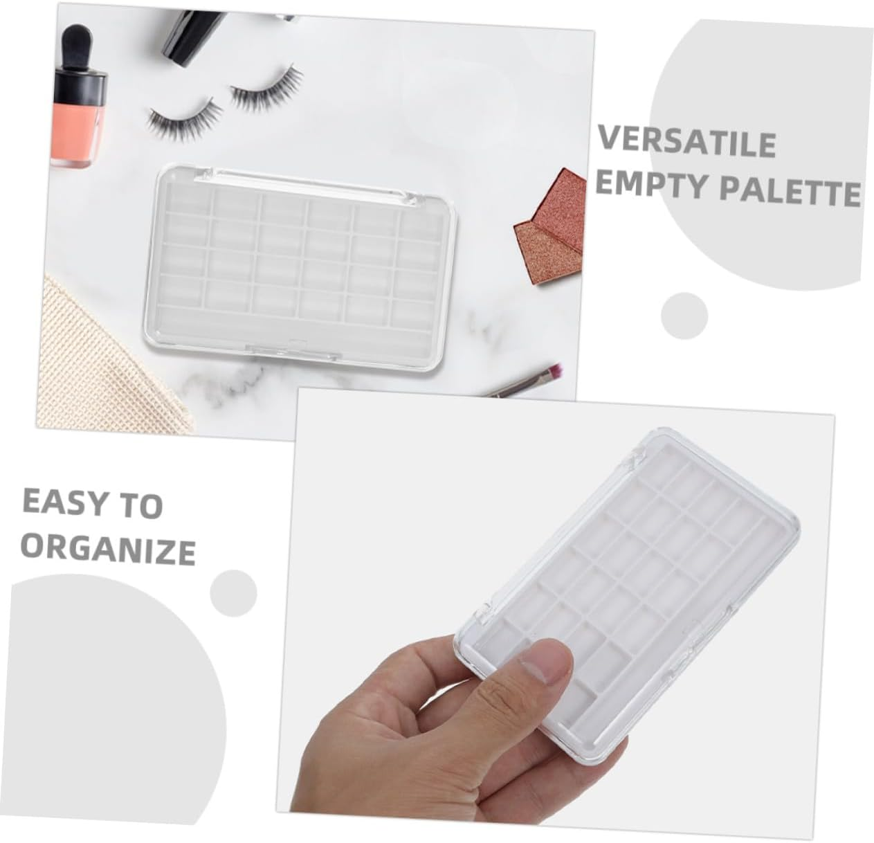 DONFAMDS 2PCS Transparent Empty Makeup Palette with Clear Lid Portable Eyeshadow Organizer for DIY Lipstick Blush Highlighter Storage Travel-Friendly Cosmetic Case image number 5