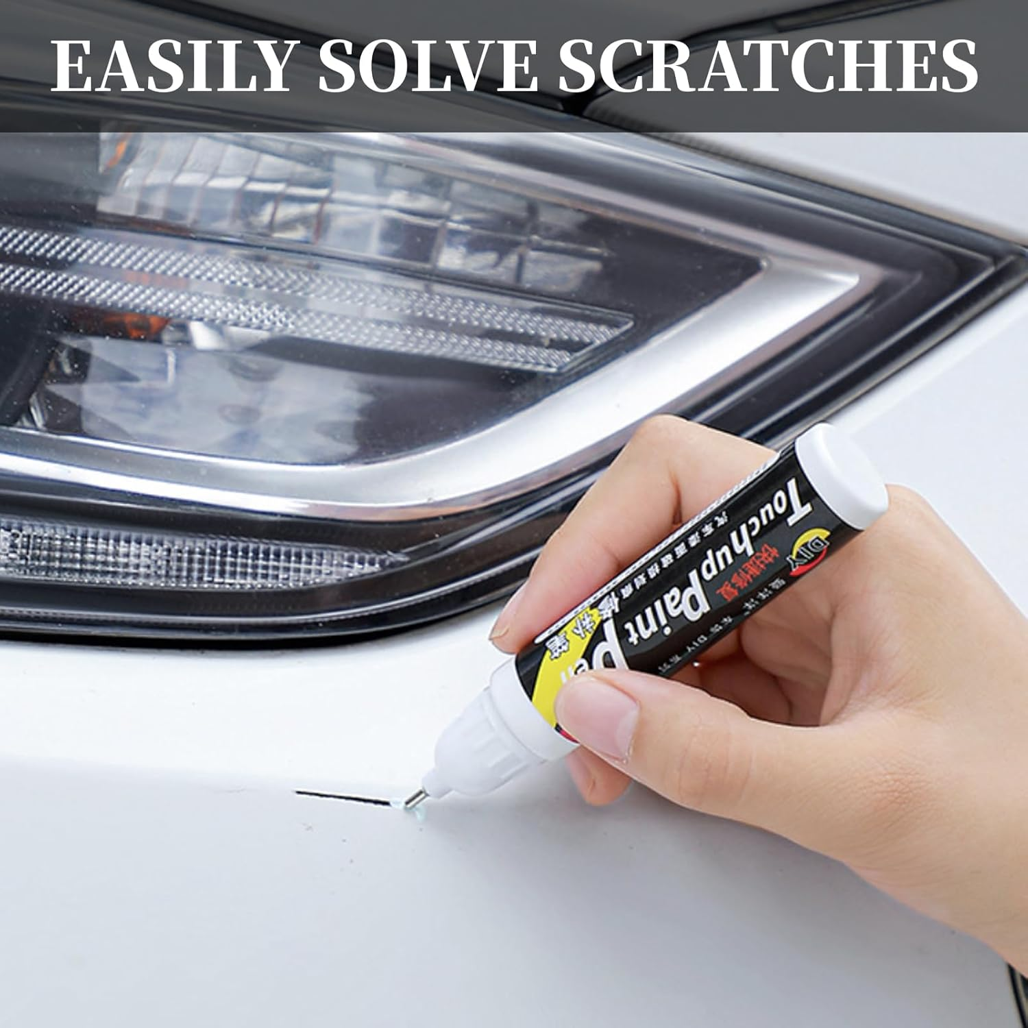 4 Pack Touch up Paint for Cars, Quick and Easy Vehicle Scratch Repair Fill Pen, Waterproof and Rustproof Automotive Rim Scratch Remover Accessories, Universal Use for Suvs, Trucks & Rvs, Black/Silver image number 2