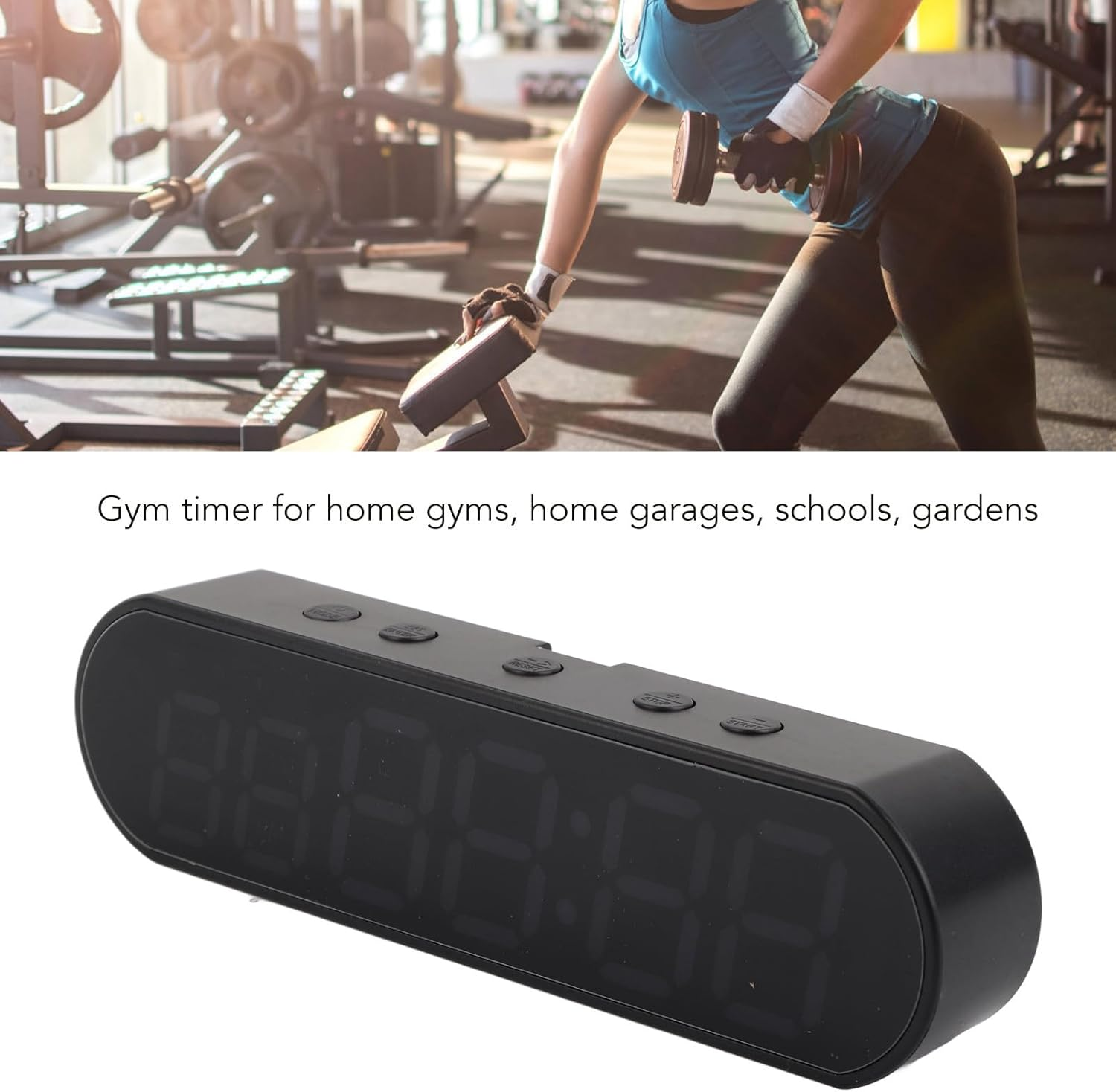 Gym Timer Clock, LED Interval Timer for Interval Workout with Count Down, Count Up, Stopwatch, Alarm Clock, Beep Buzzer Control, Portable Rechargeable for Home Gym Fitness Boxing image number 6