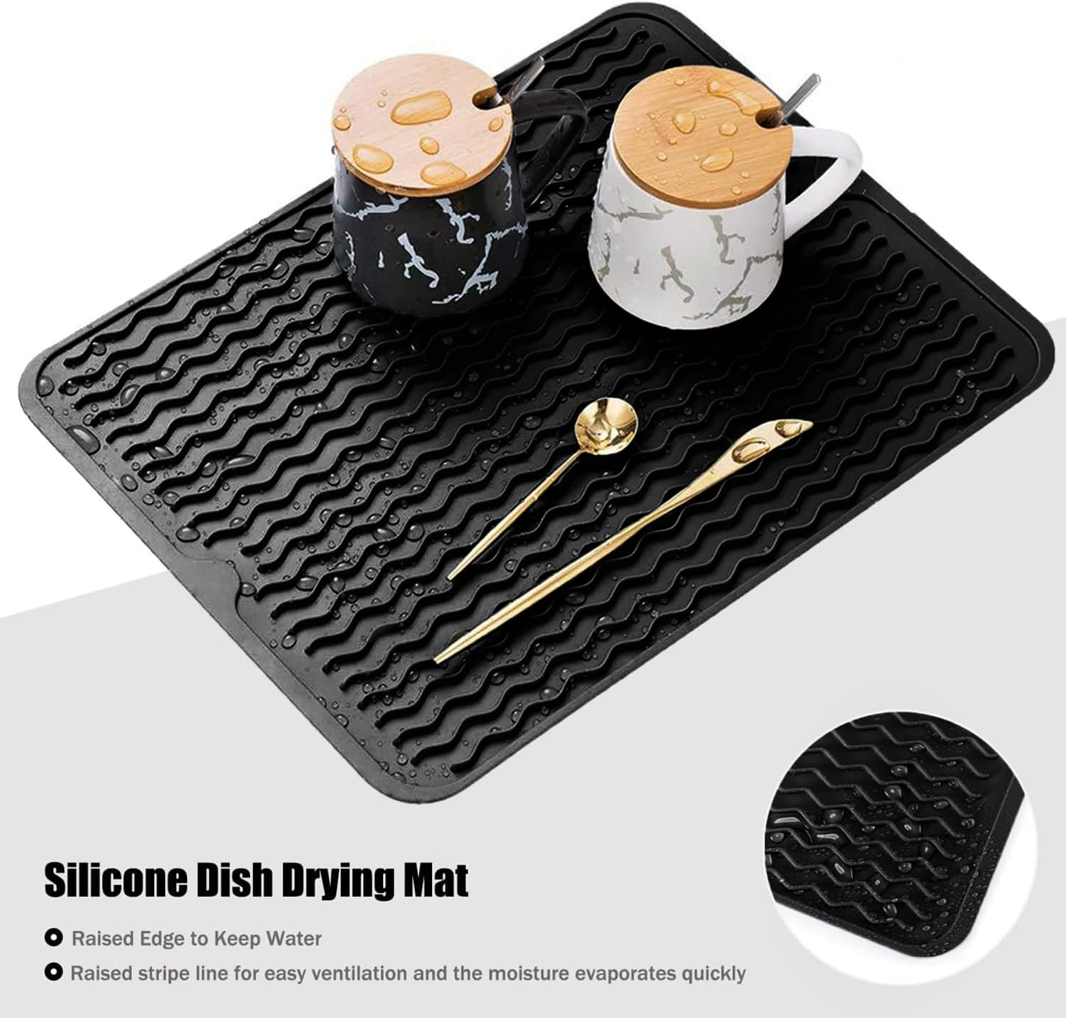Heat-Resistant Stove Cover Mat & Utensils, Silicone Top Protector, Silicone Stove Mat for Kitchen, Easy Clean Multi Usage Drying Matt (Black) - Grey image number 5