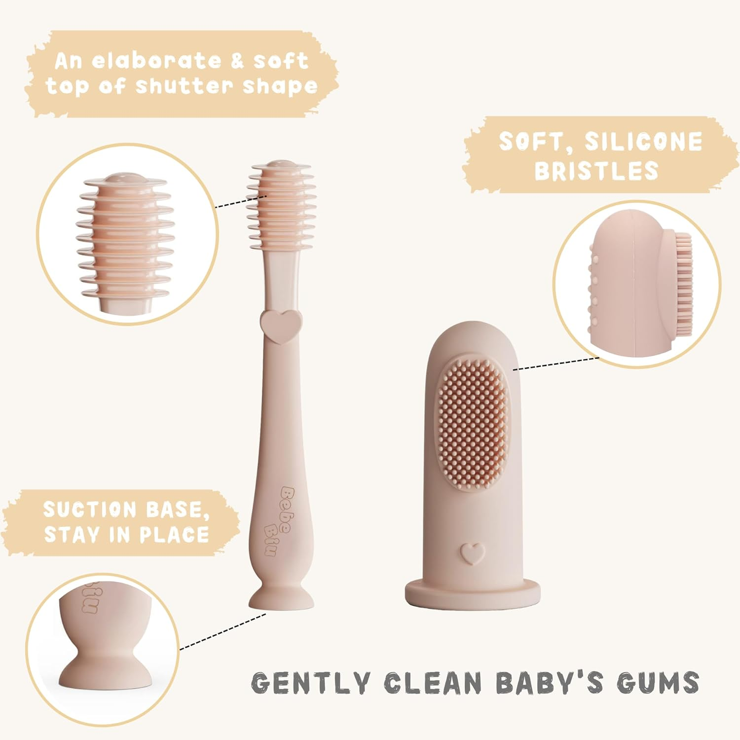 Baby Toothbrush Finger Kit, Two Finger Brushes Oral Cleaner Kit for 3 Months +, 2 Piece (Cloud/Mint) image number 6