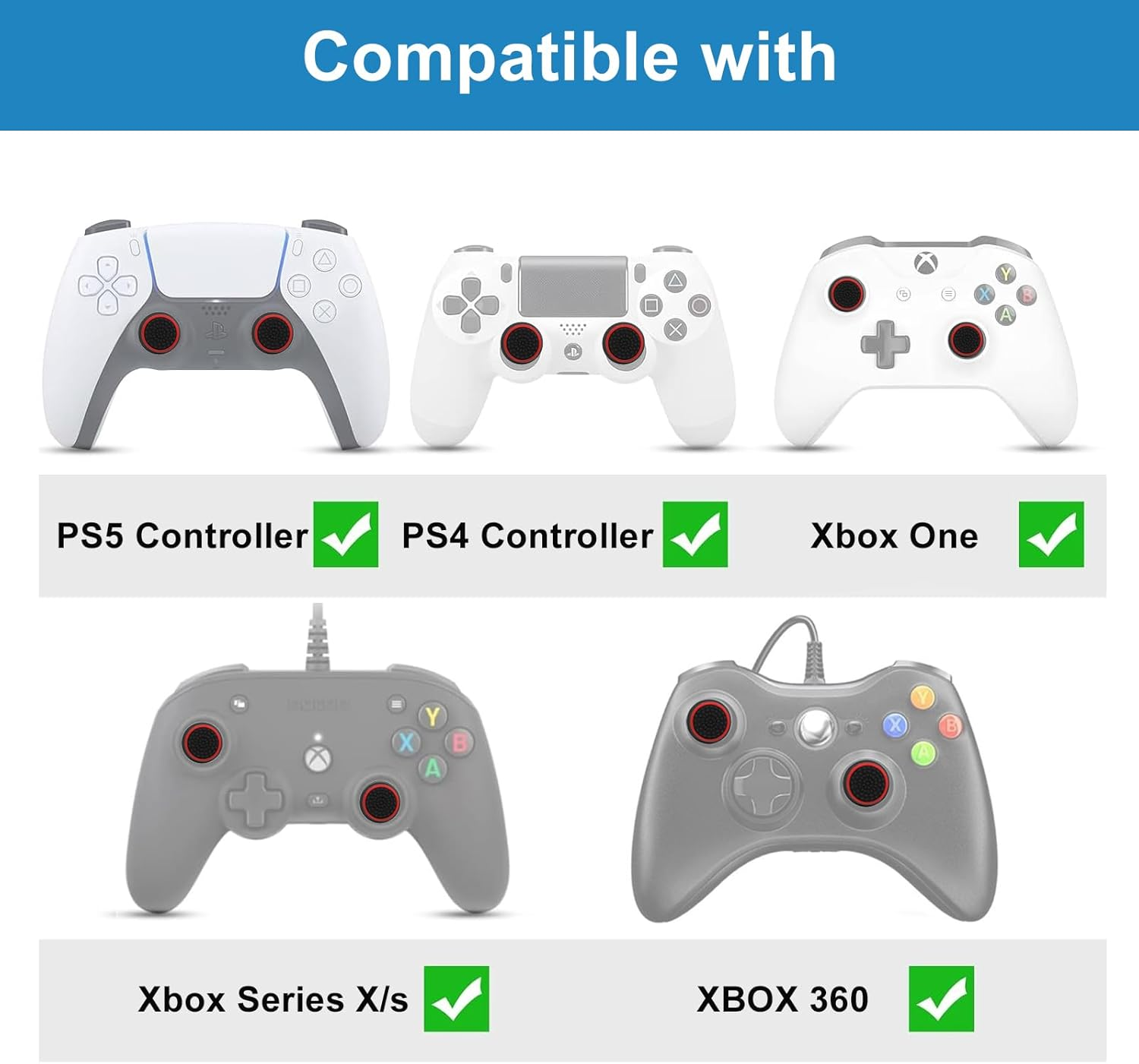 PS5 Thumb Grips, PS5 Accessories, Silicone Joystick Covers Compatible with Ps5/Ps4/Ps3/Xbox One/360 Controller - Non-Slip Protective Caps 12 Pcs image number 4