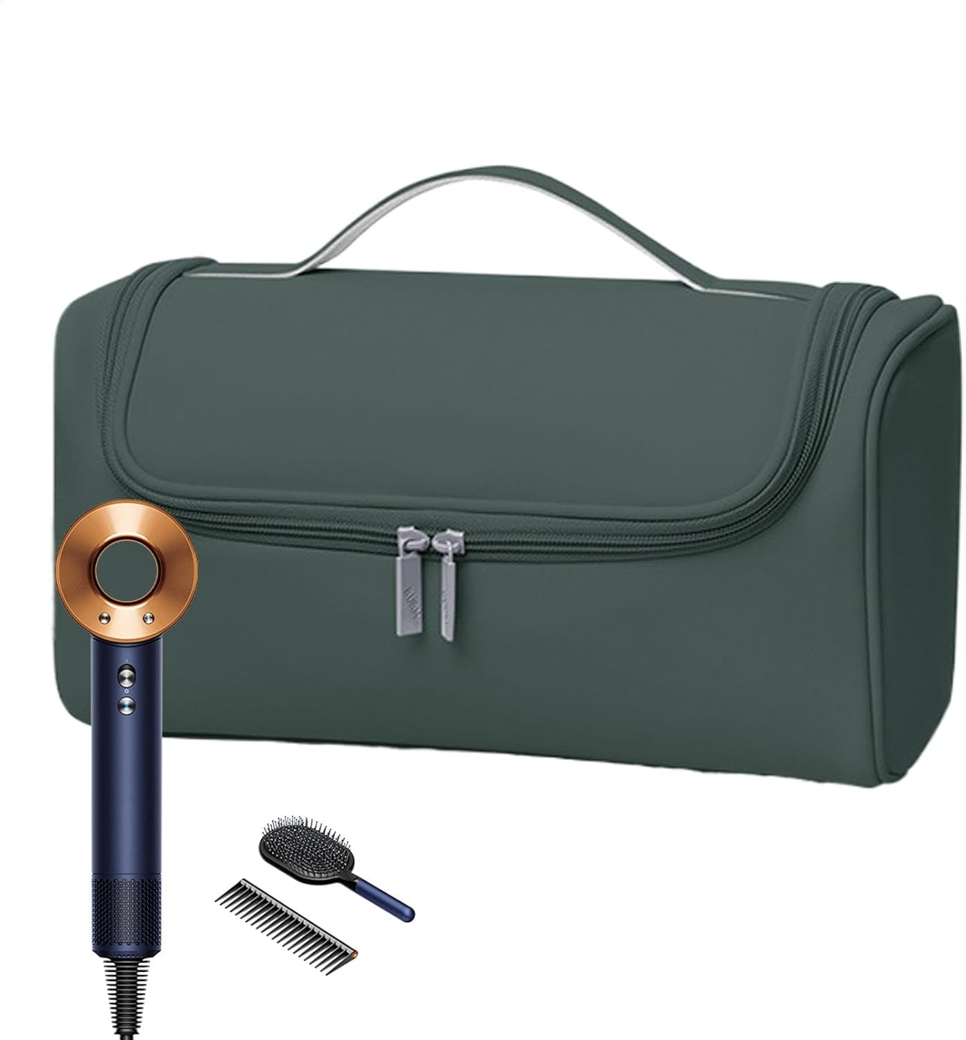 Hair Dryer Bag - Waterproof and Wear-Resistant PU Hair Dryer Storage Bag Travel Bag for | Waterproof Travel Organiser, Dustproof, Lightweight Storage Bag, Green, Siehe Beschreibung, See image number 1