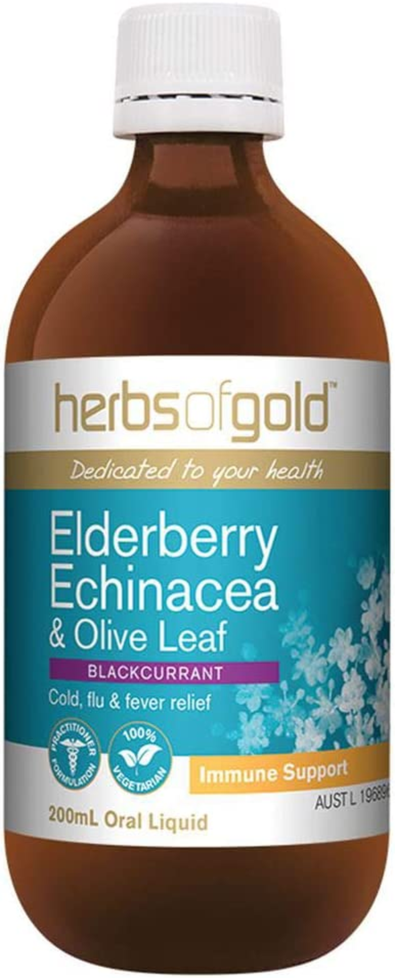 Herbs of Gold Elderberry Echinacea and Olive Leaf 200 Ml, 200 Milliliters