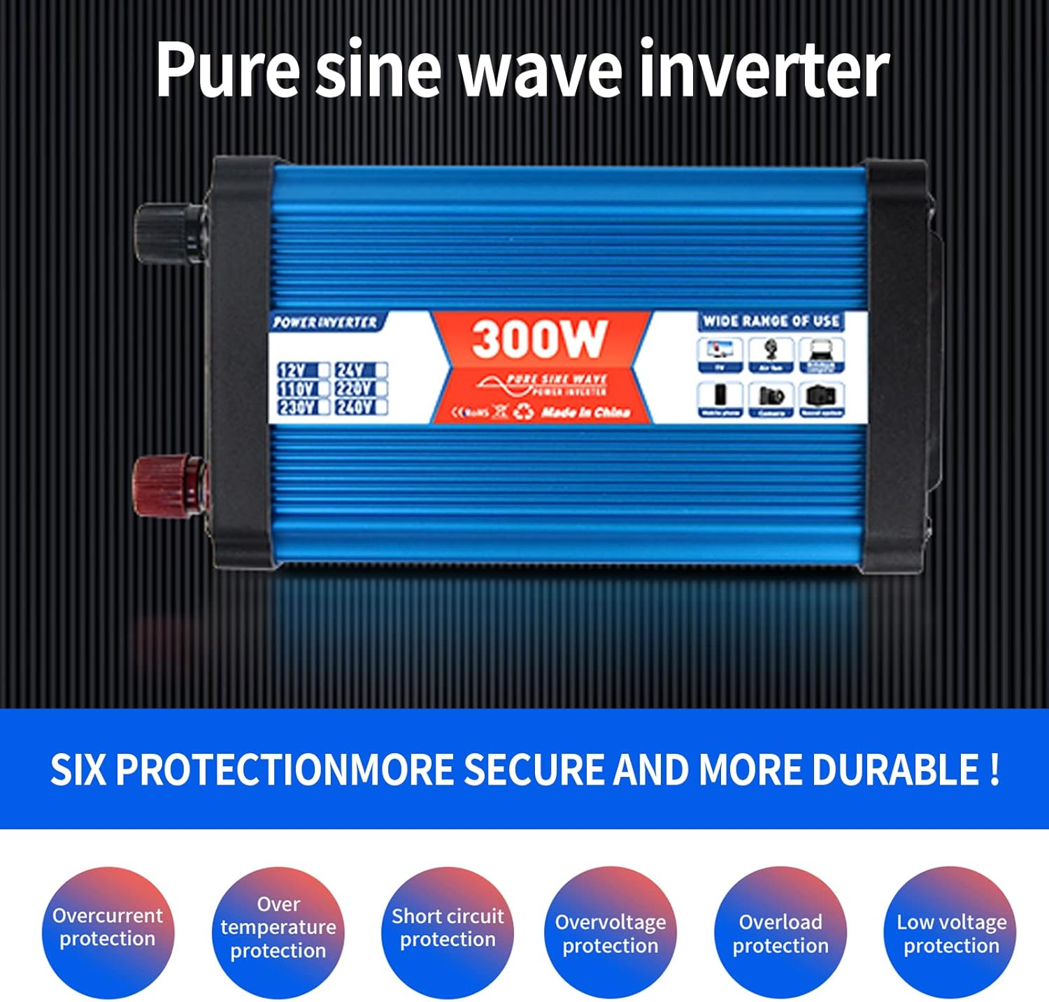 Solar Power Inverter Sine Wave Power Inverter 500W DC 12V to AC 220V-240V Dual USB Port with Digital Display
