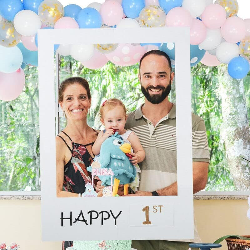 1Th 18Th-60Th Photo Booth Props Picture Frame Wedding Birthday Party Decoration - Durable Large Cardboard Frame - Perfect Party Decoration for Men, Women, Kids - Easy to Use and Lightweight