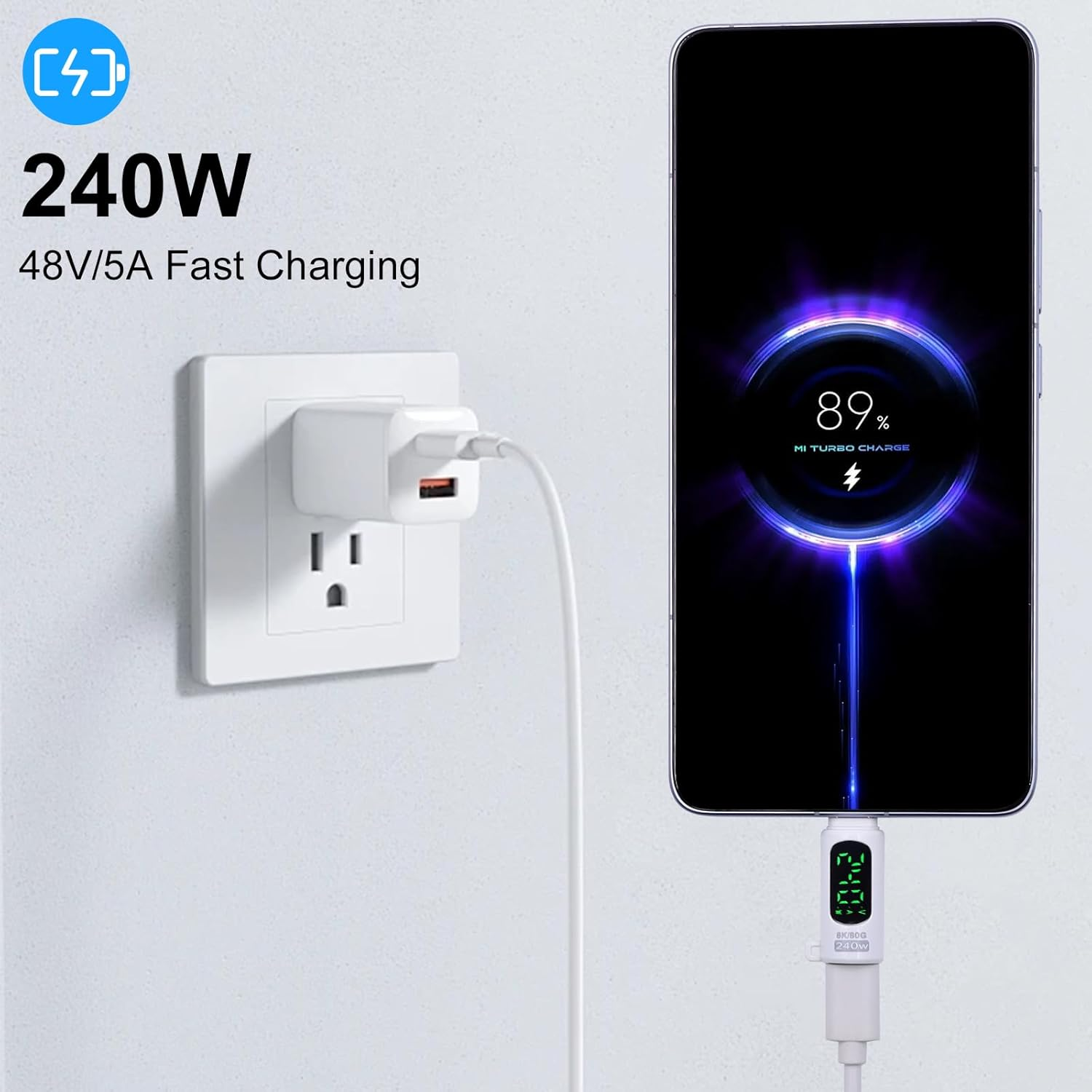 Danfetsoy USB C Extender Adapter 80Gbps, USB C Male to Female Adapter with Digital Display Switch Support Thunderbolt 4, 240W, 8K@60Hz for Lapel Microphone, Mouse and Keyboard,Etc(2 Pack) image number 5