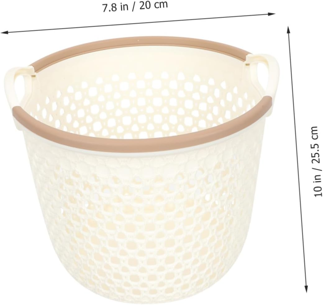 CHICAMPERA Handheld Waterproof Plastic Laundry Basket, Hollow-Out Medium Sized Bedroom Storage Basket for Clothes and Sundries Organizer, Beige image number 3