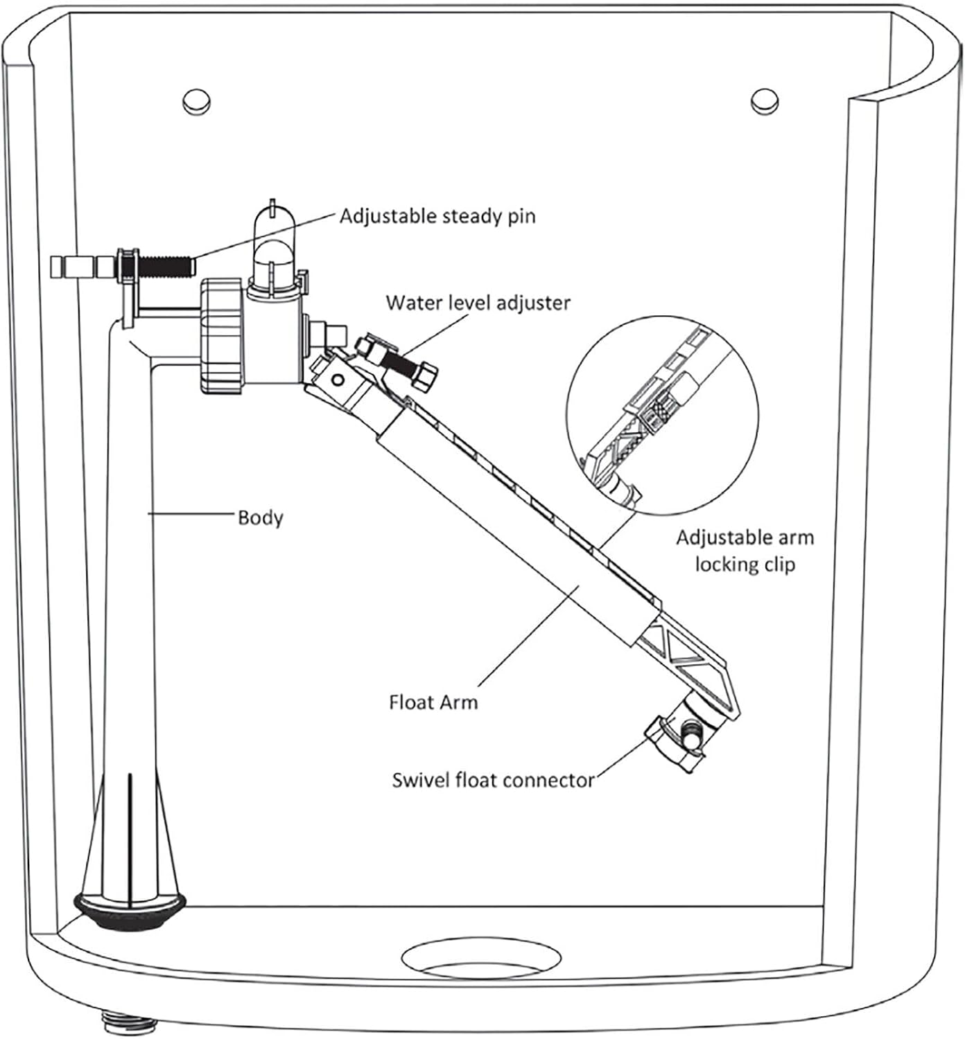 SPARES2GO 1/2" Bottom Entry Valve Straight Toilet Cistern Filling Inlet 4 1/2" Ball Float Kit image number 4