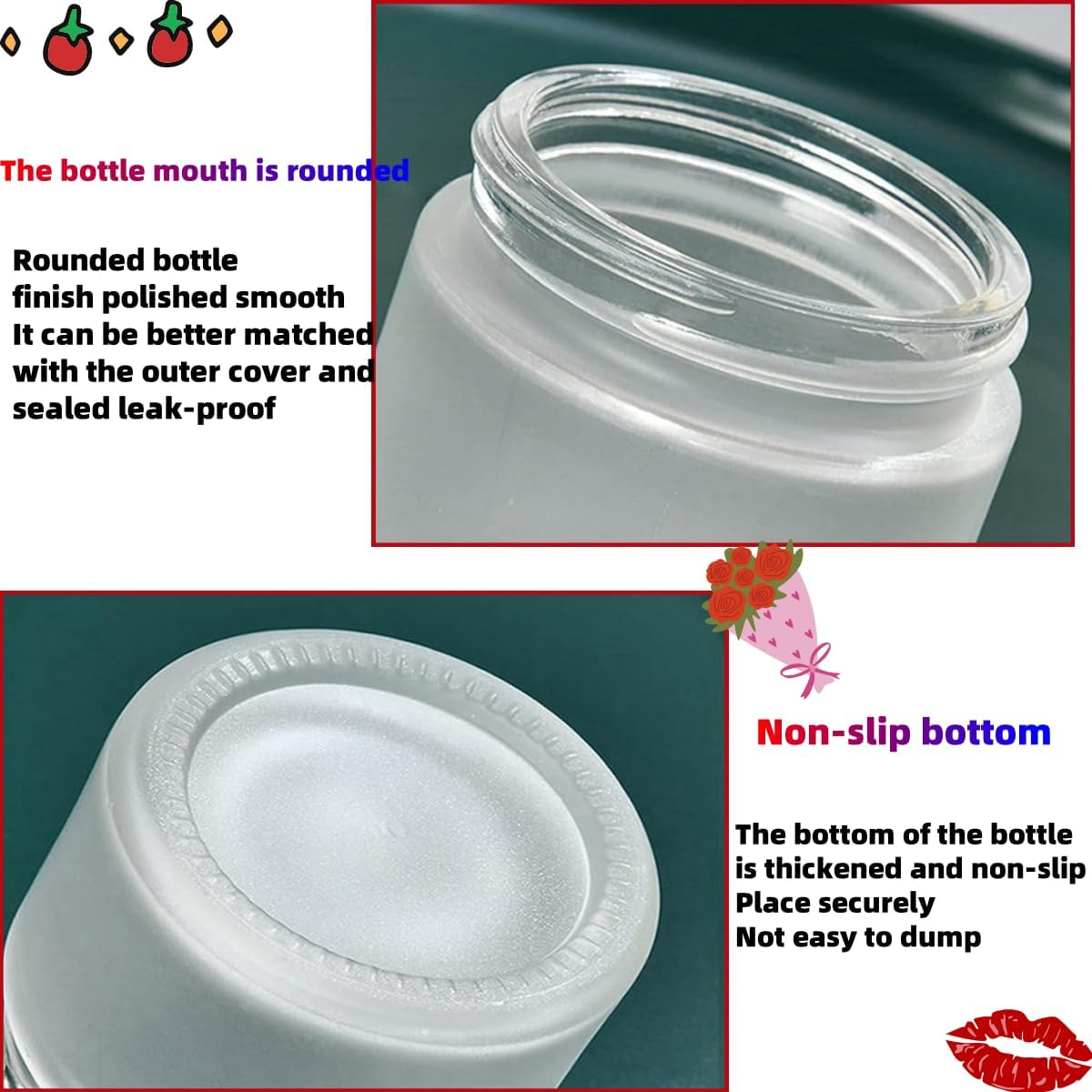 9PCS Glass Bottles, Glass Cosmetic Container with Lid, Refillable Matte Cosmetic Cream Jar round Small Wood Grain Lid, for Makeup, Lip Scrub, Body Lotion, Eye Cream Sample Diy(10G/Ml) image number 3