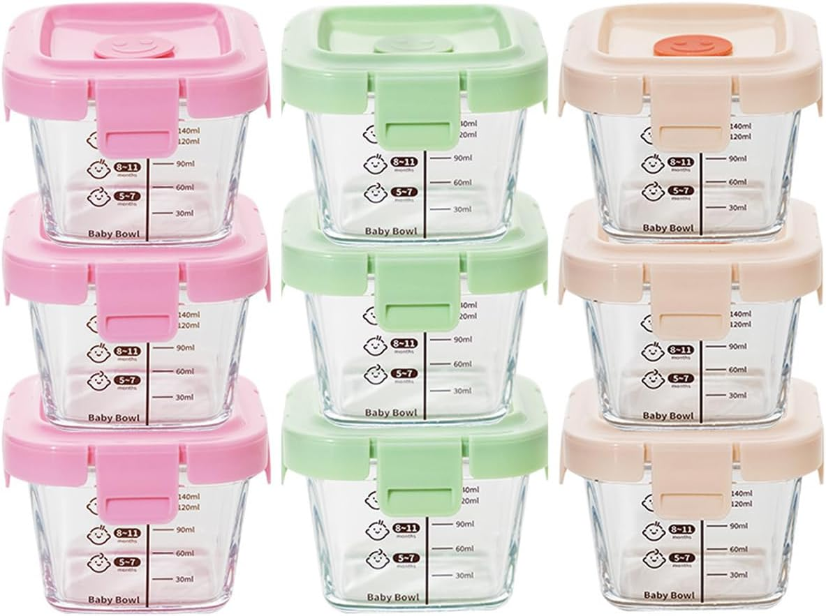 Blissify High Borosilicate Glass Baby Food Storage Containers,160Ml Baby Food Jars with Airtight Lids Leak-Proof, Small Meal Prep Clear Jar, Microwave Dishwasher Freezer Safe