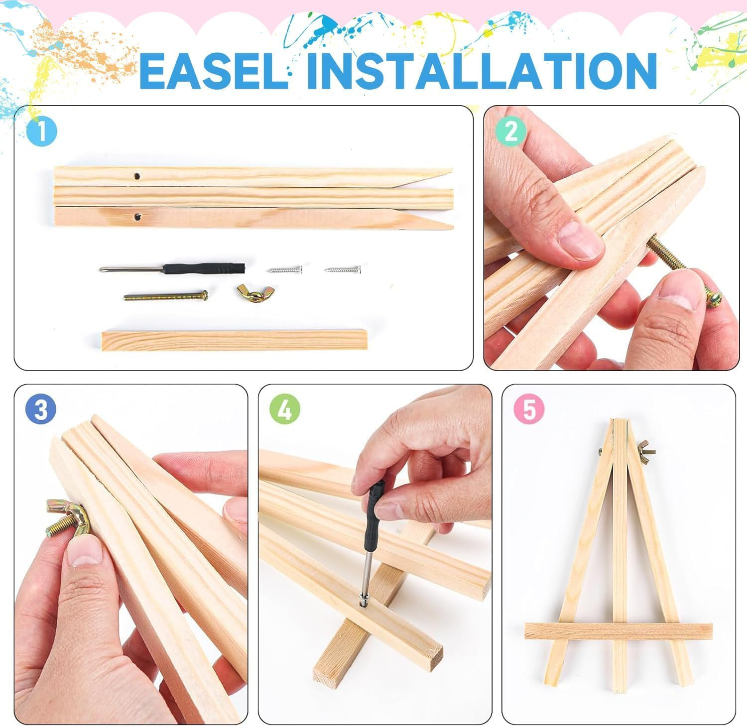 4 Pack Paint by Numbers Kit for Adults with Framed, Simple Flowers Easy Paint by Number Kits on Canvas with Wooden Easel, Floral Painting by Numbers for Beginner Gift Home Decor 8X12 In image number 5