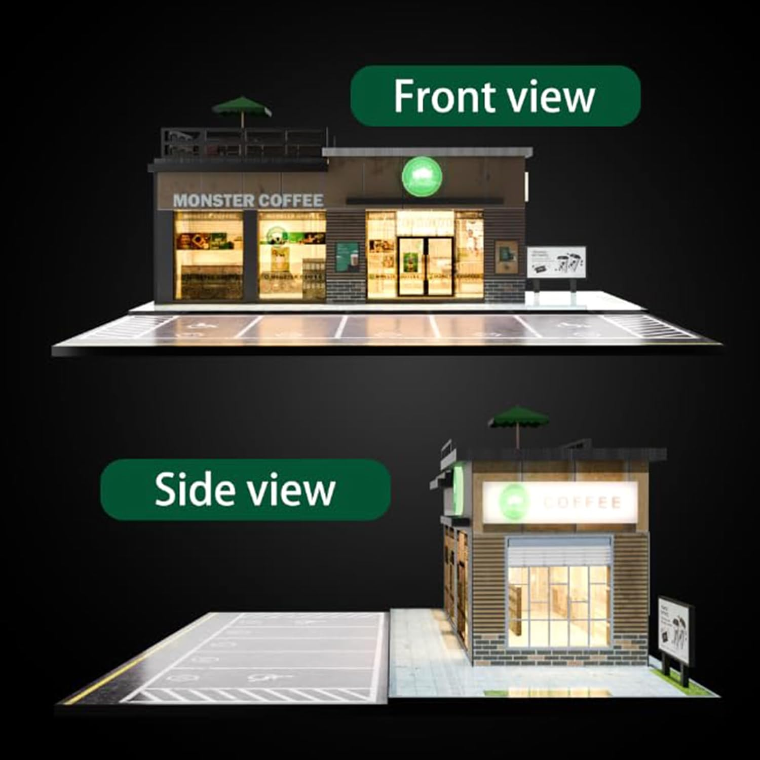 2025 Updated Model Car Display Case for Adults, Premium 1/64 Scale Diecast Parking Garage for Toy Cars, Toys Car Garage, Scenic Diorama Display Car Park with Ith LED Lamps and 5 Parking Space image number 6