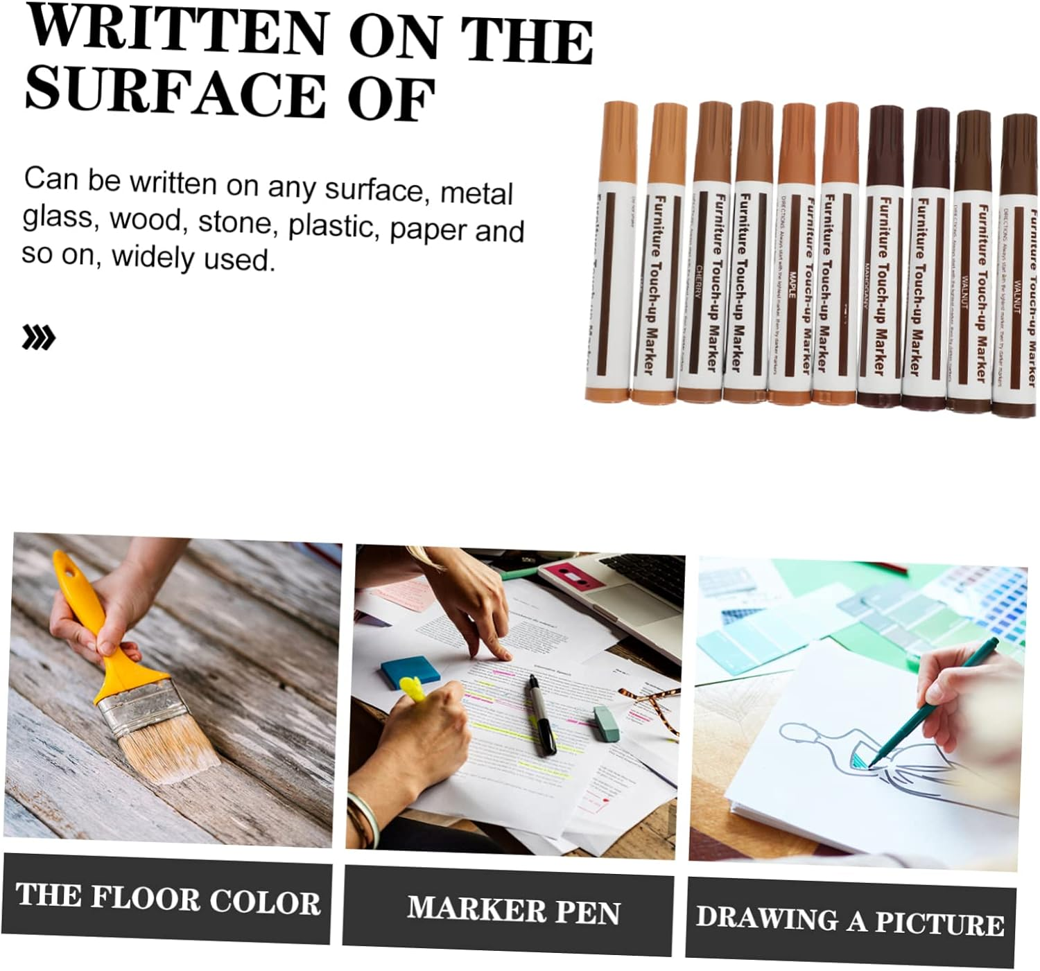 10Pcs Touch up Pen Furniture Repair Markers Furniture Scratch Remover image number 4