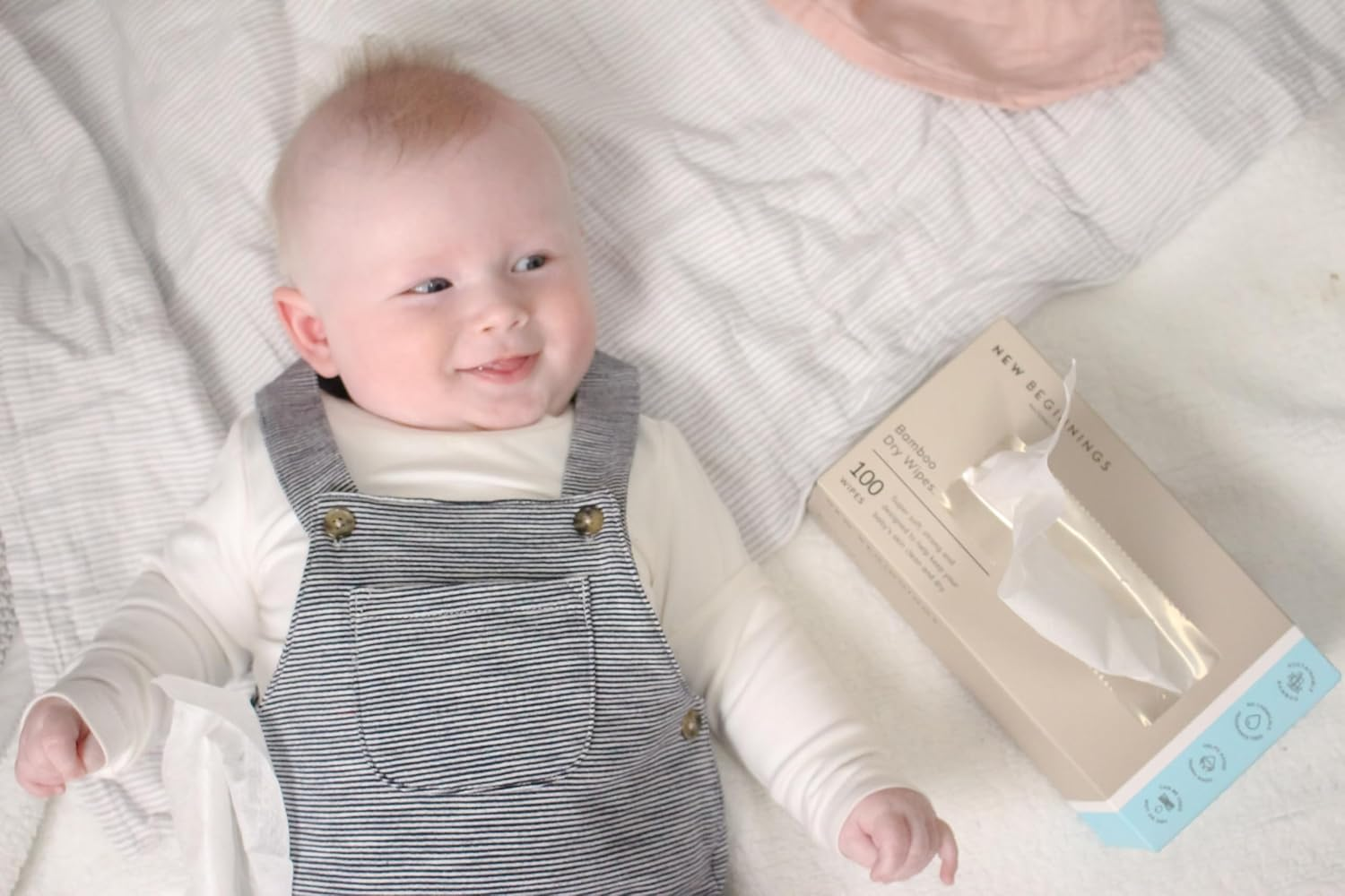 New Beginnings Ultra-Soft Dry Bamboo Baby Wipes for Delicate Skin, Eco-Friendly & Hypoallergenic, Box, 100 Pcs image number 2