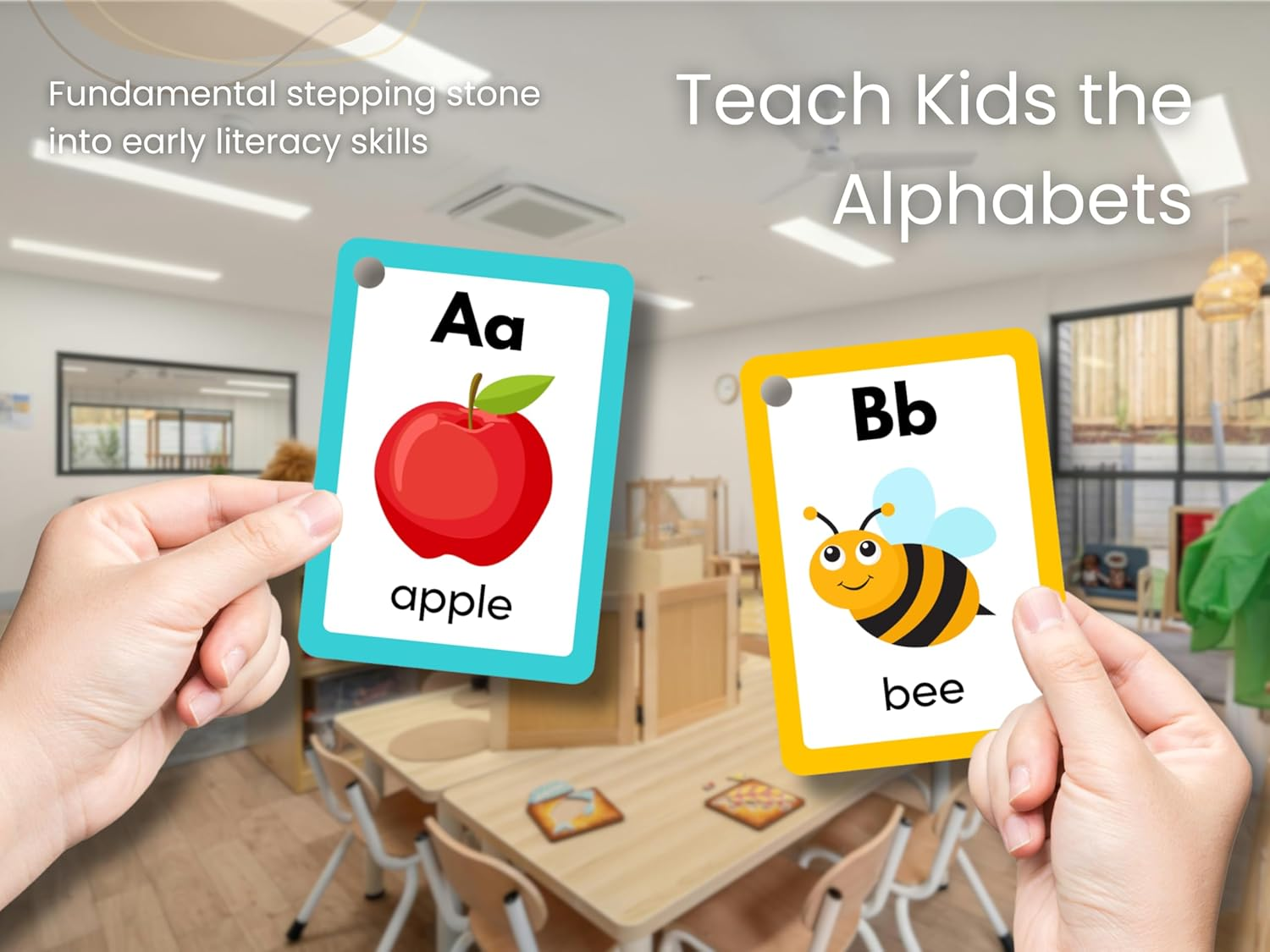 Alphabet Flash Cards Educational ABC Flash Cards, 26 Double Sided Alphabet Cards Held in Ring, Letters Uppercase and Lowercase image number 5
