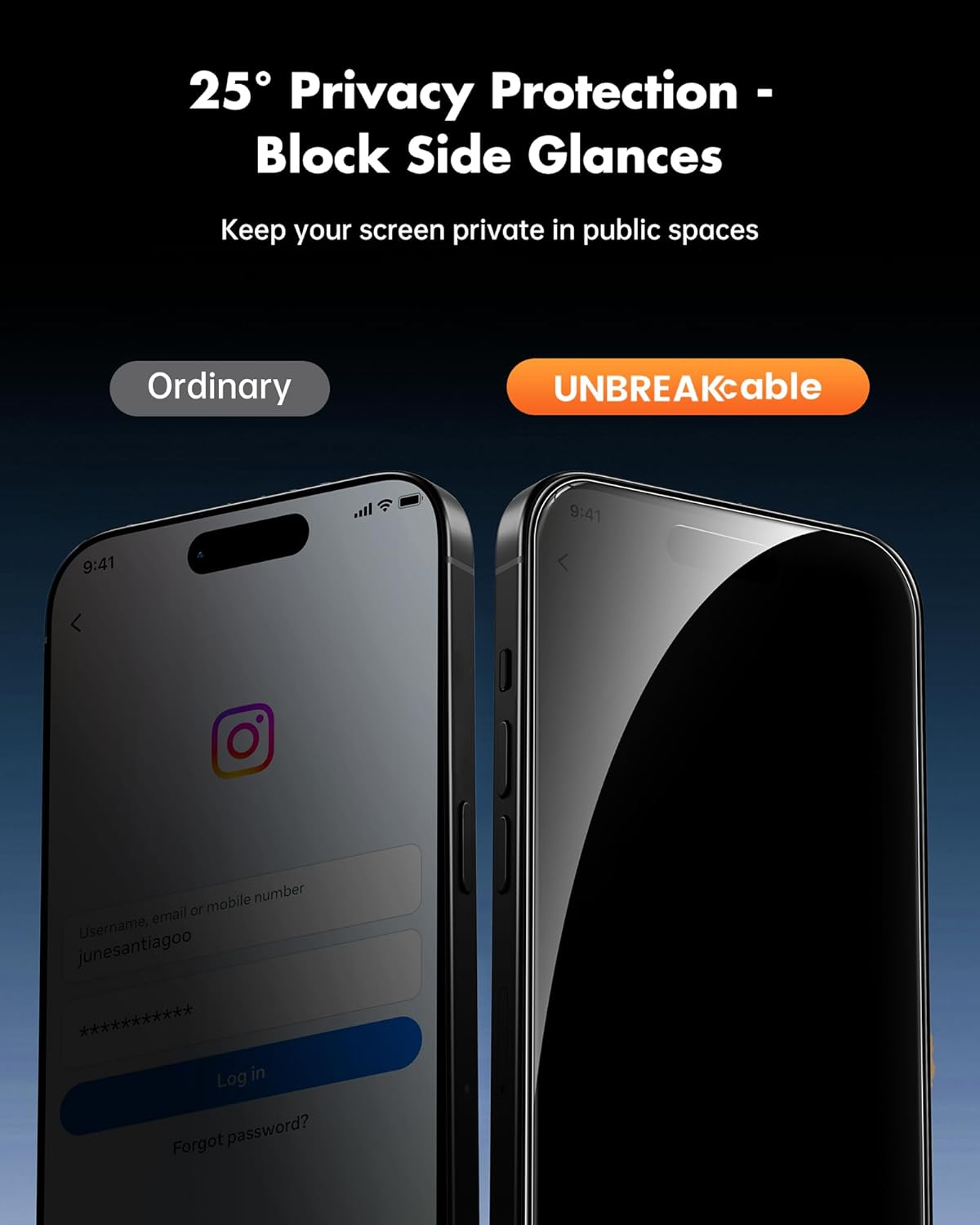 Unbreakcable Privacy Screen Protector for Iphone 15 (6.1 Inch), Pack of 2 + 2 Camera Protection Films, 25&deg; Anti-Spy, 9H Hardness, Anti-Fingerprint, HD Clarity Tempered Glass image number 2