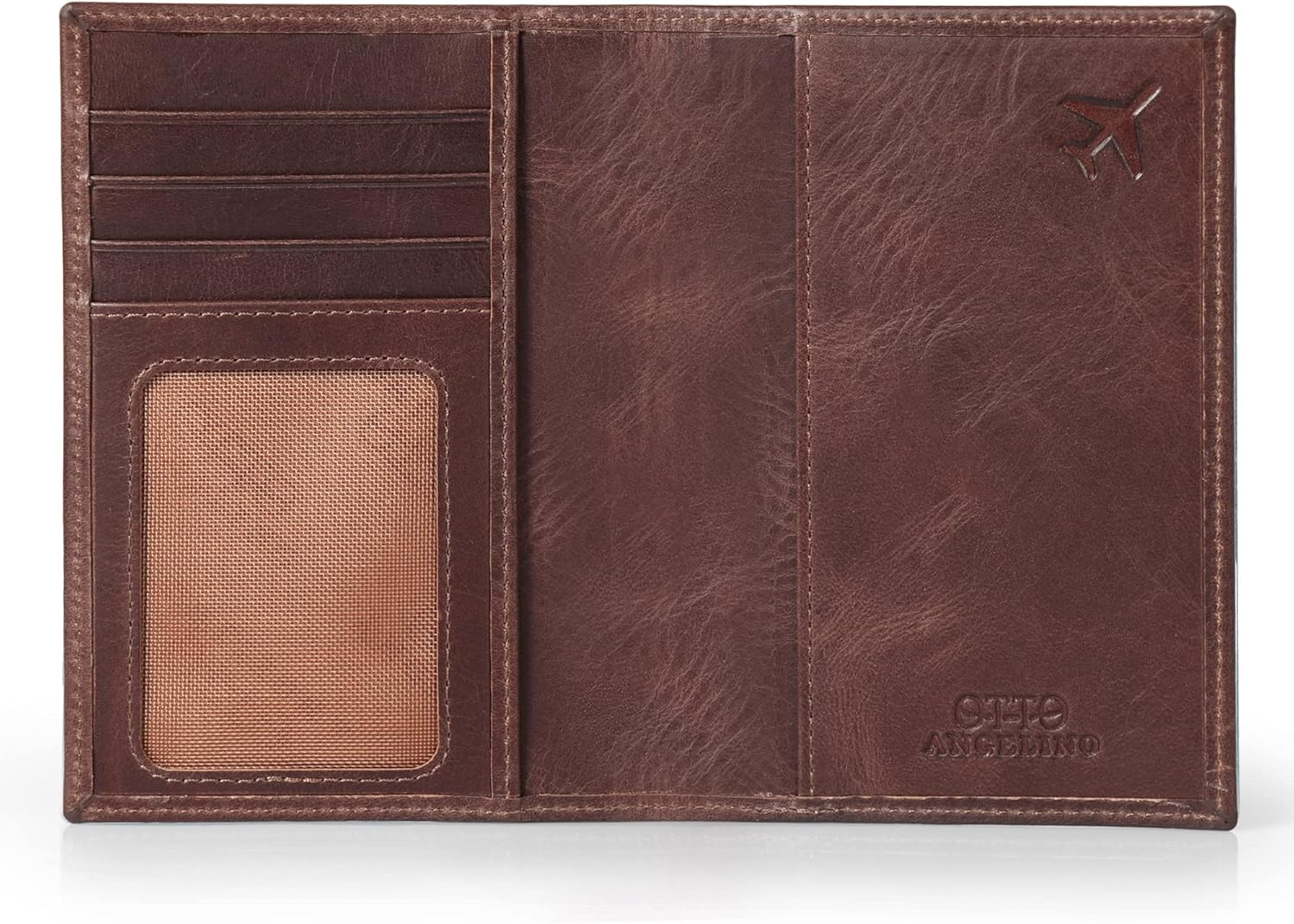 Otto Angelino Real Leather Passport Wallet - RFID Blocking and Baggage Tag - Unisex - Blue image number 6