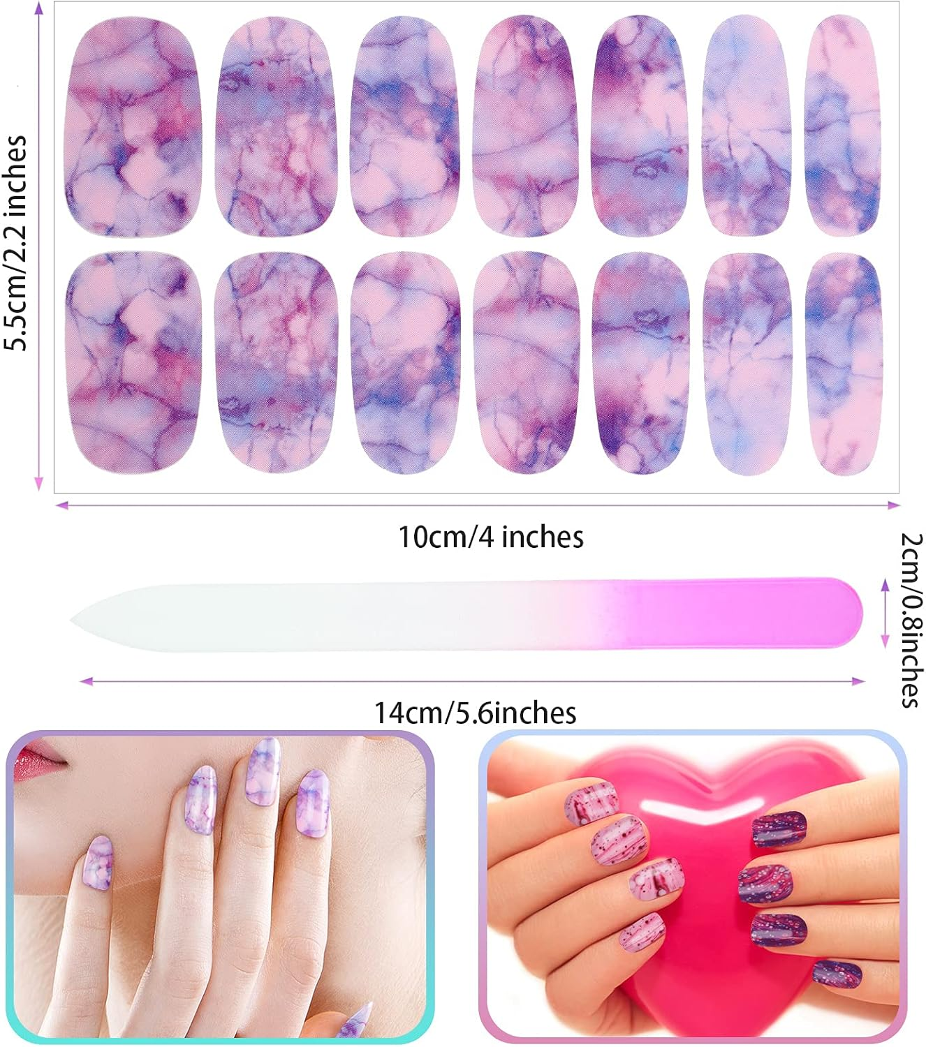 Maitys 336 Pieces 24 Sheets Full Wrap Nail Polish Strips Stickers Self Adhesive Gel Nail Strips Art Decals with File for Women DIY Decorations(Cool Style) image number 4