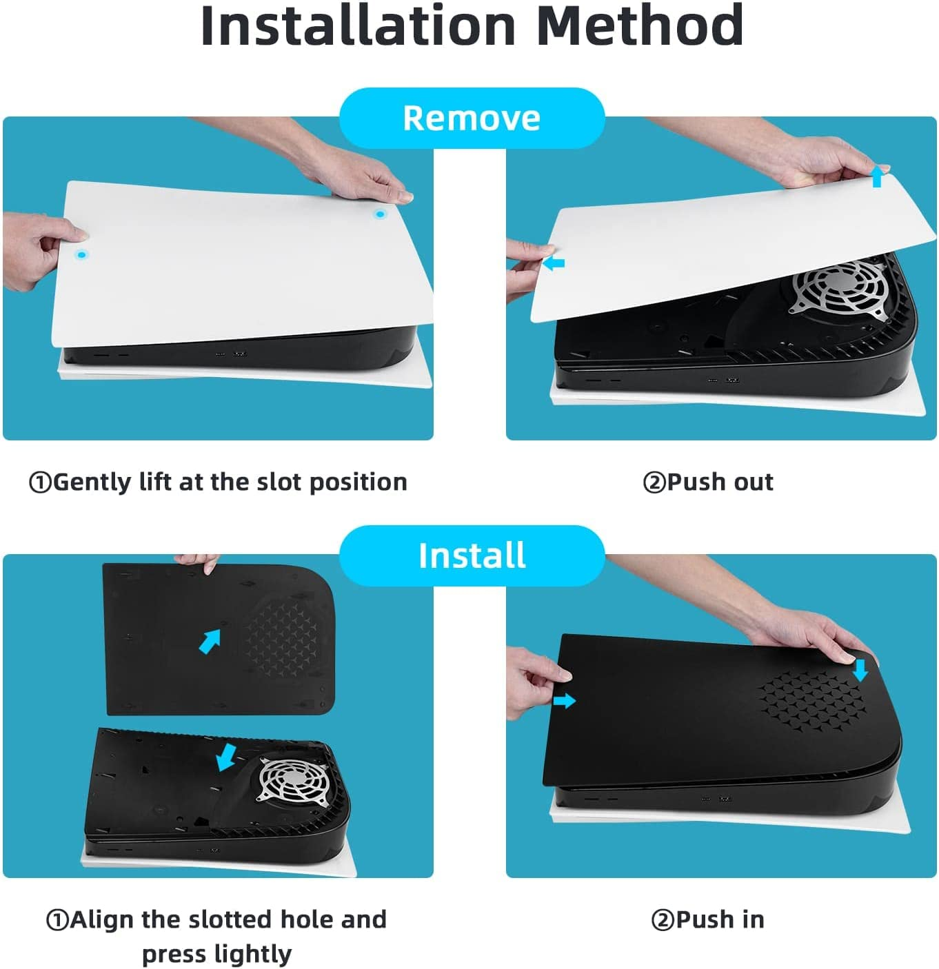 Mcbazel Disc Panel for PS5 Disc Edition, PS5 Faceplate with Cooling Vents Version Replacement Side Plate Hard ABS Defend It from Dust Scratches Damage PS5 Plate Case Cooling Matte(Not for PS5 Slim) image number 3