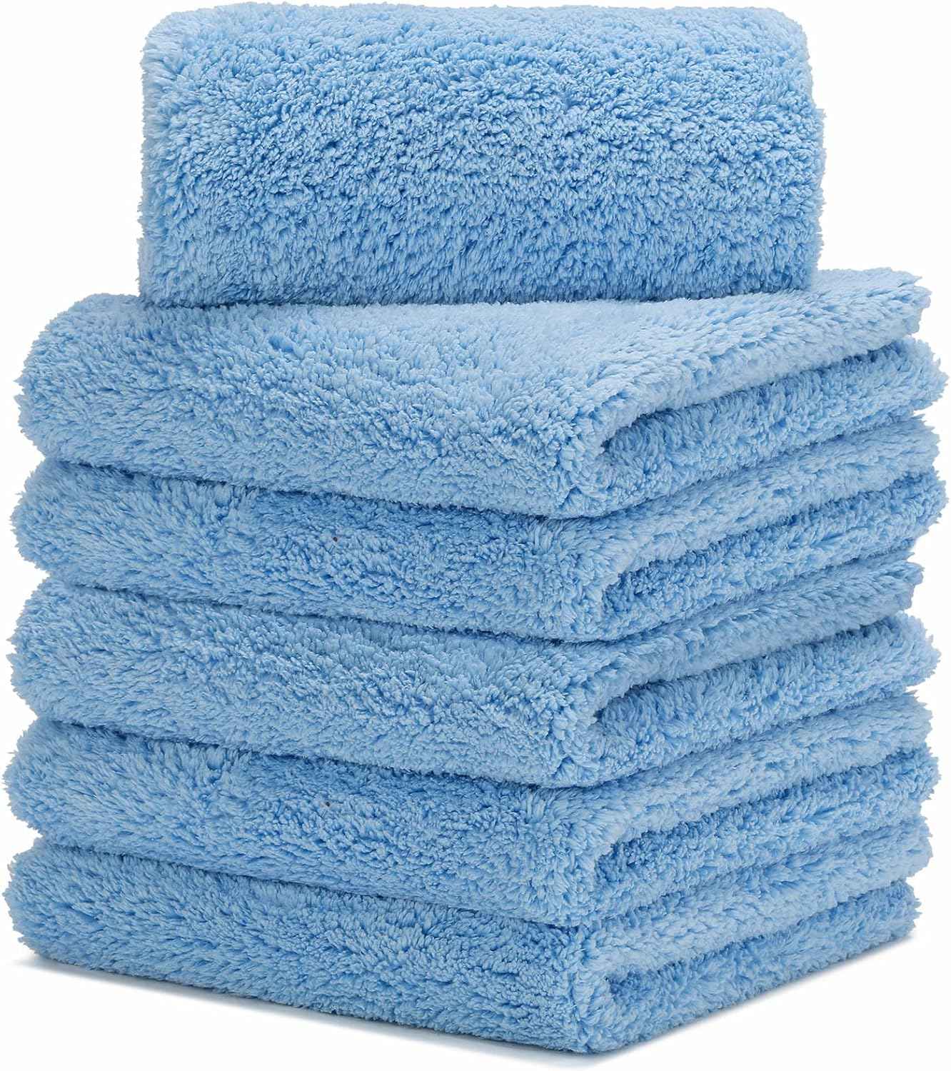 Carcarez Microfiber Car Wash Drying Towels Professional Grade Premium Microfiber Towels for Car Wash Drying Blue 450GSM 16 In.X 16 In. Pack of 6