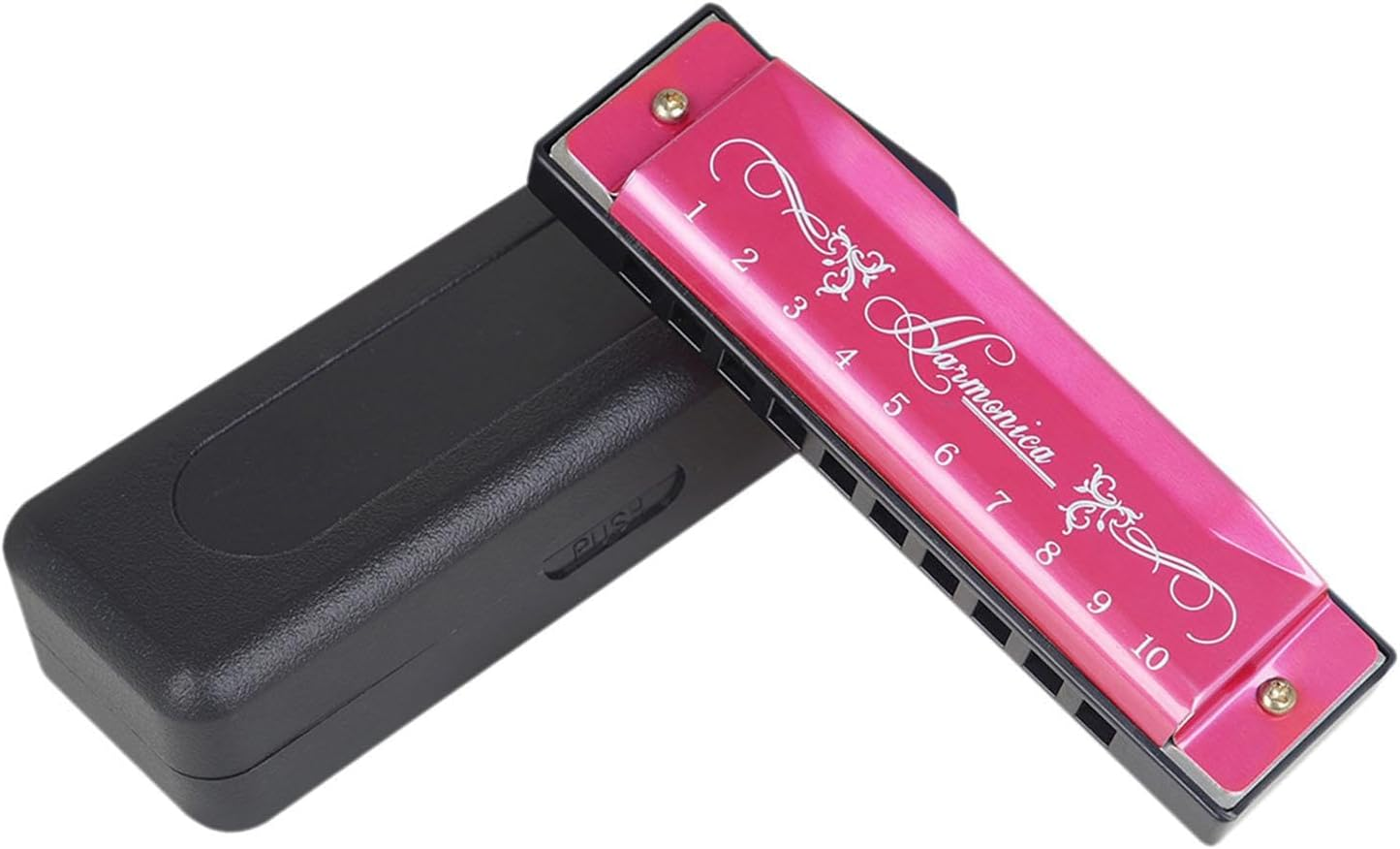 Harmonica Gifts Deluxe Harmonica 10 Holes 20 Melodies C Key for Home Stage Performance Men Kids Player, Rose Gold