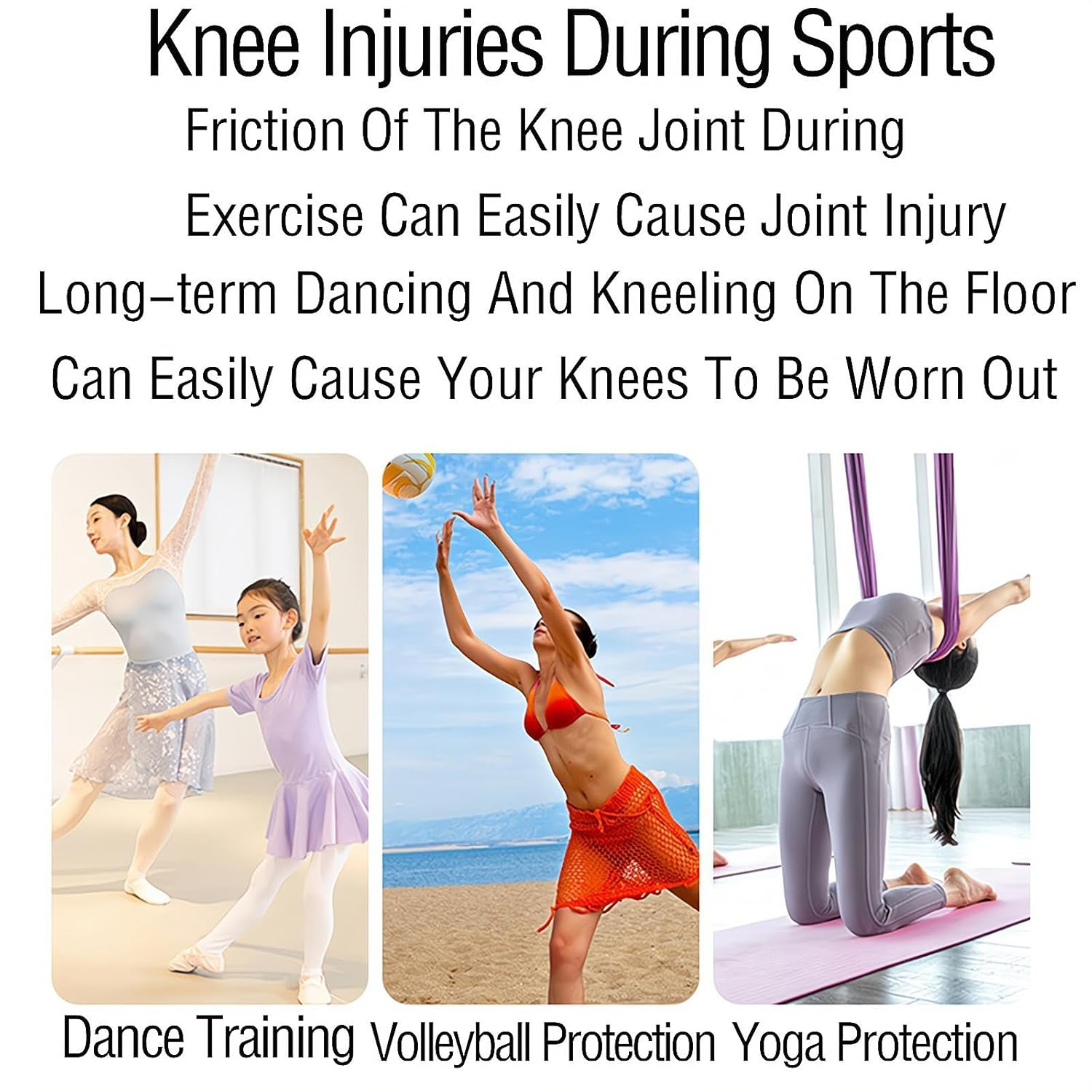 ZHIGOU 1 Pair of Men'S and Women'S Volleyball Dance Knee Pads - Thick 3D Soft Sponge Non-Slip Running Dance Basketball Sports Cycling Yoga Climbing - Breathable Support (Black) image number 2