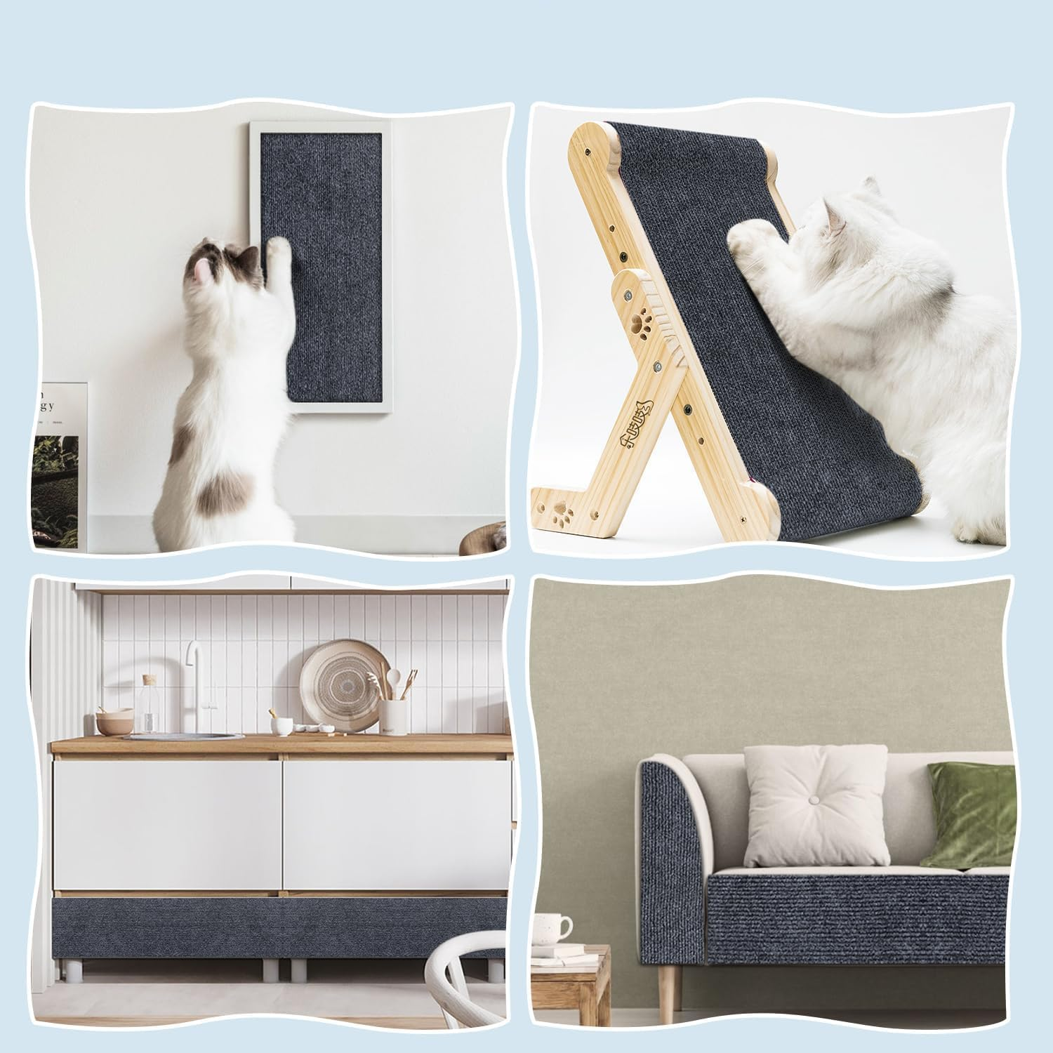 40 X 100 Cm Cat Wall Scratching Boards (Grey)