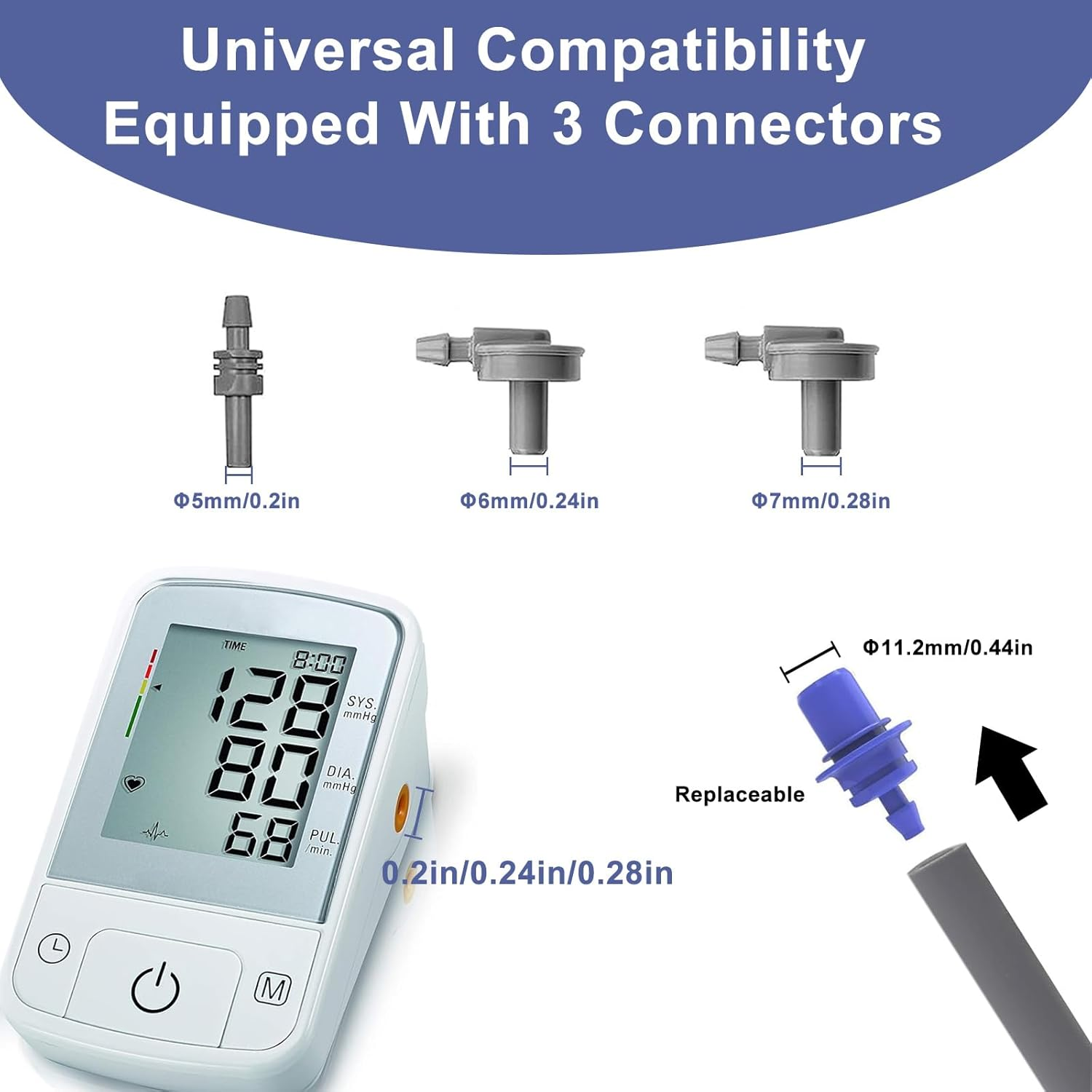 Blood Pressure Cuff Compatible with Omron (22-52CM), Extra Large BP Replacement Cuff for Big Arms - Includes Multiple Connectors