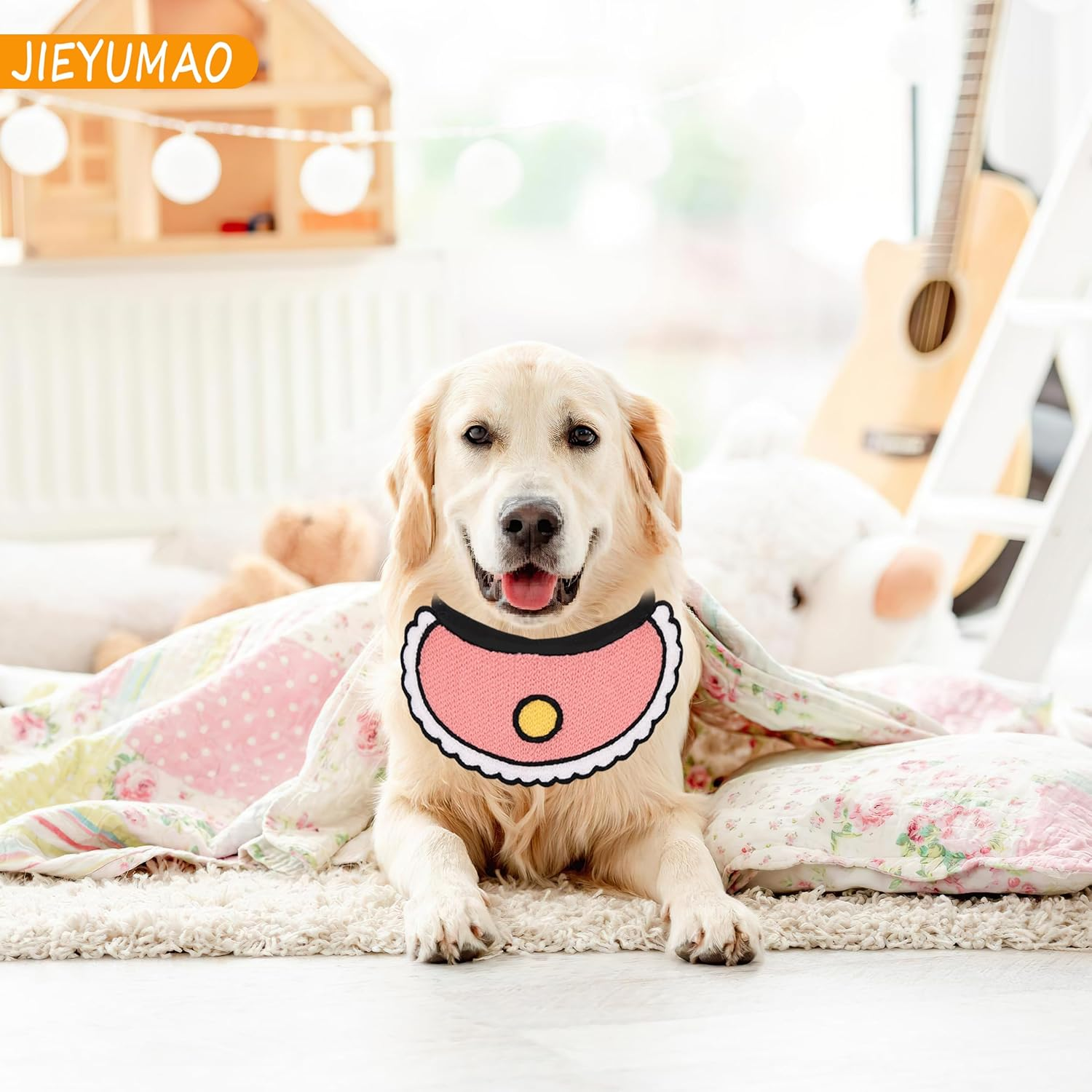 JIEYUMAO Dog Bandanas, 8 Pack Pet Neckerchief, 6 Styles Dog Kerchief with Bow Tie, Cute Triangle Dog Scarf Cat Bandana for Small Medium Dogs Cats Pet