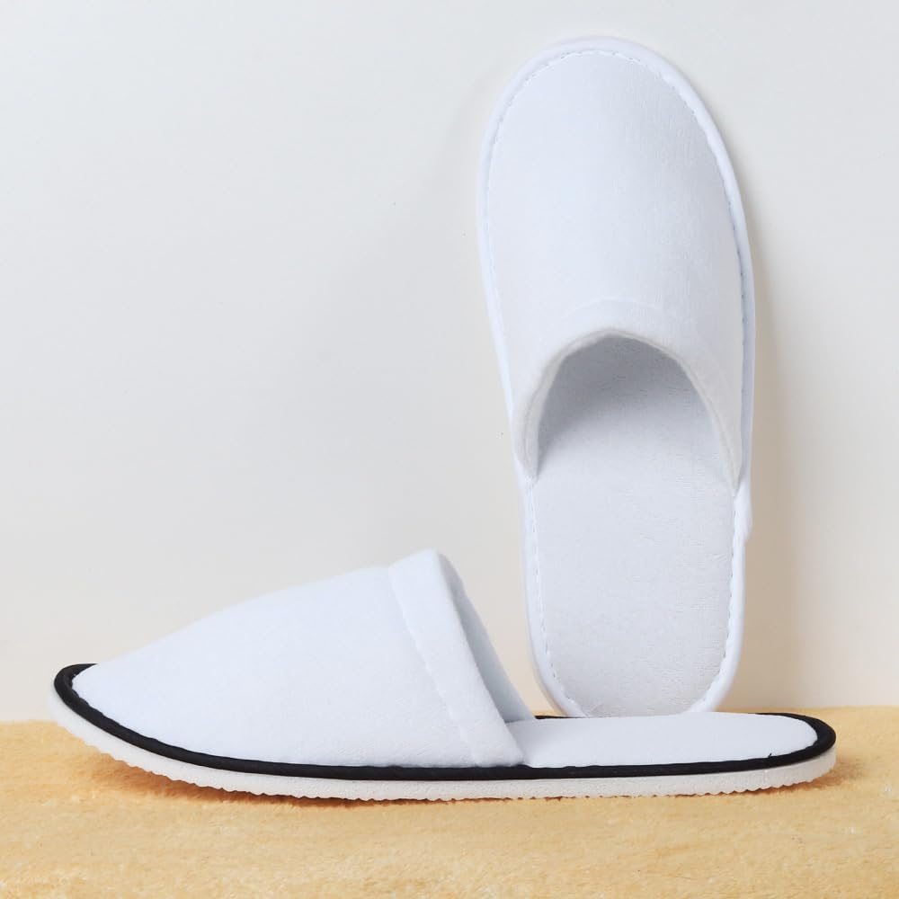 Yeios Hotel Spa Slippers Closed Toe Home Guest Slippers for Adult 20 Pairs for Men and Women White image number 4